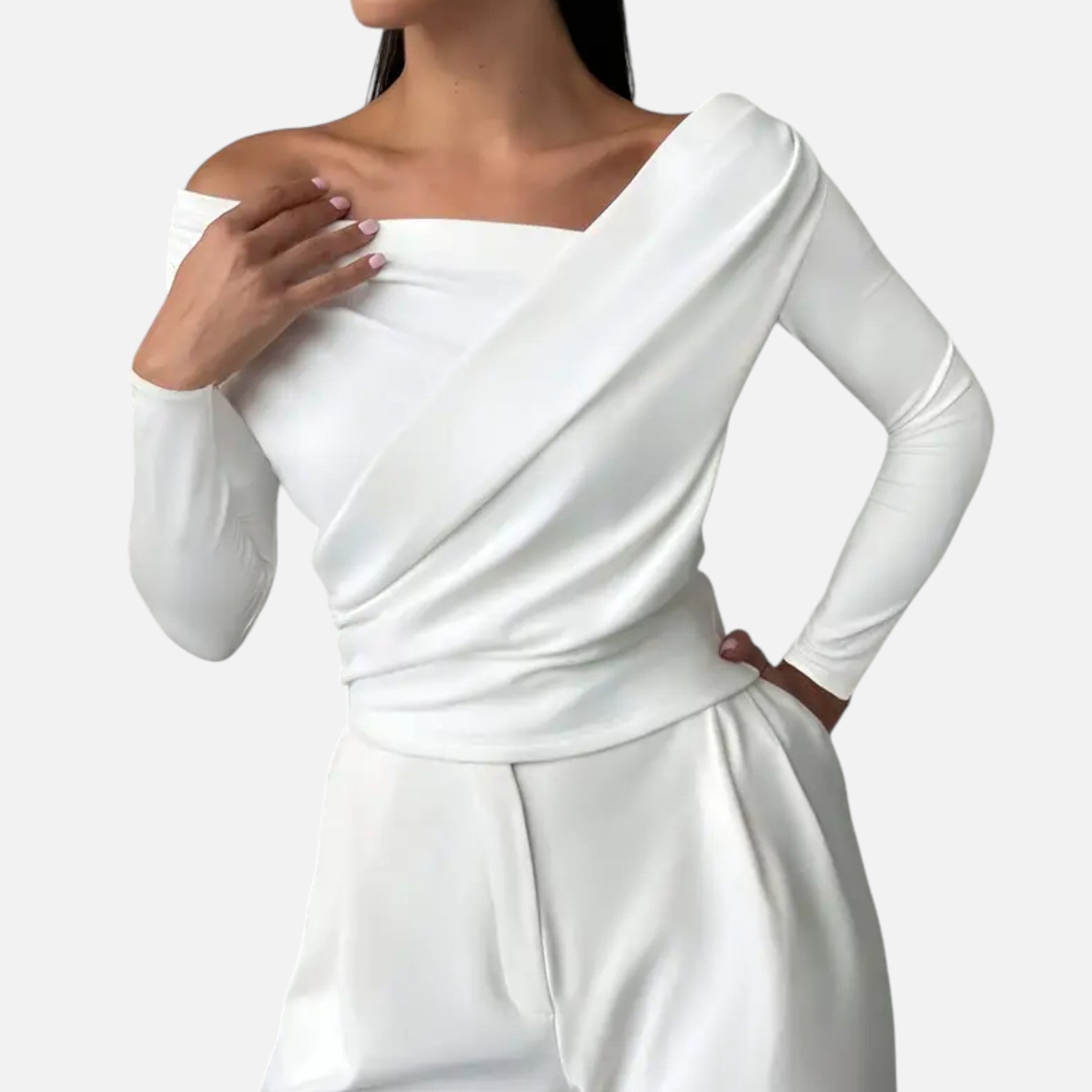 Volarno | Women's Timeless Cross-Over Collar Blouse