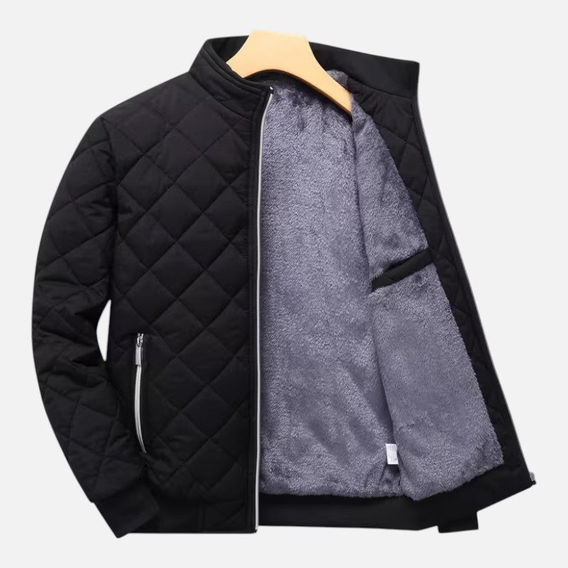 Volarno | Men’s Quilted Fleece-Lined Winter Jacket | Casual Loose Fit Cold Weather Coat