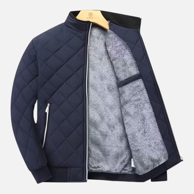 Volarno | Men’s Quilted Fleece-Lined Winter Jacket | Casual Loose Fit Cold Weather Coat