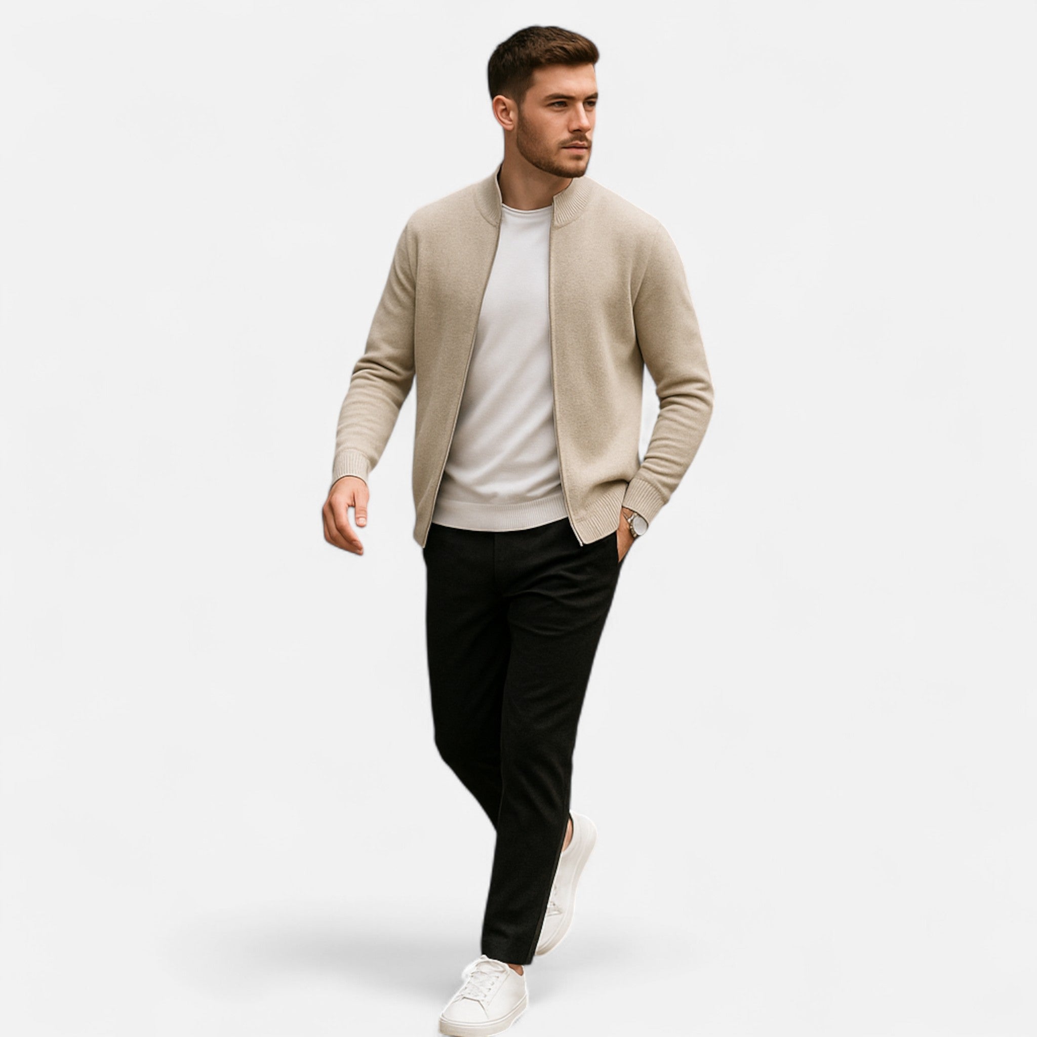 Volarno | Men’s Merino Wool Zip Sweater