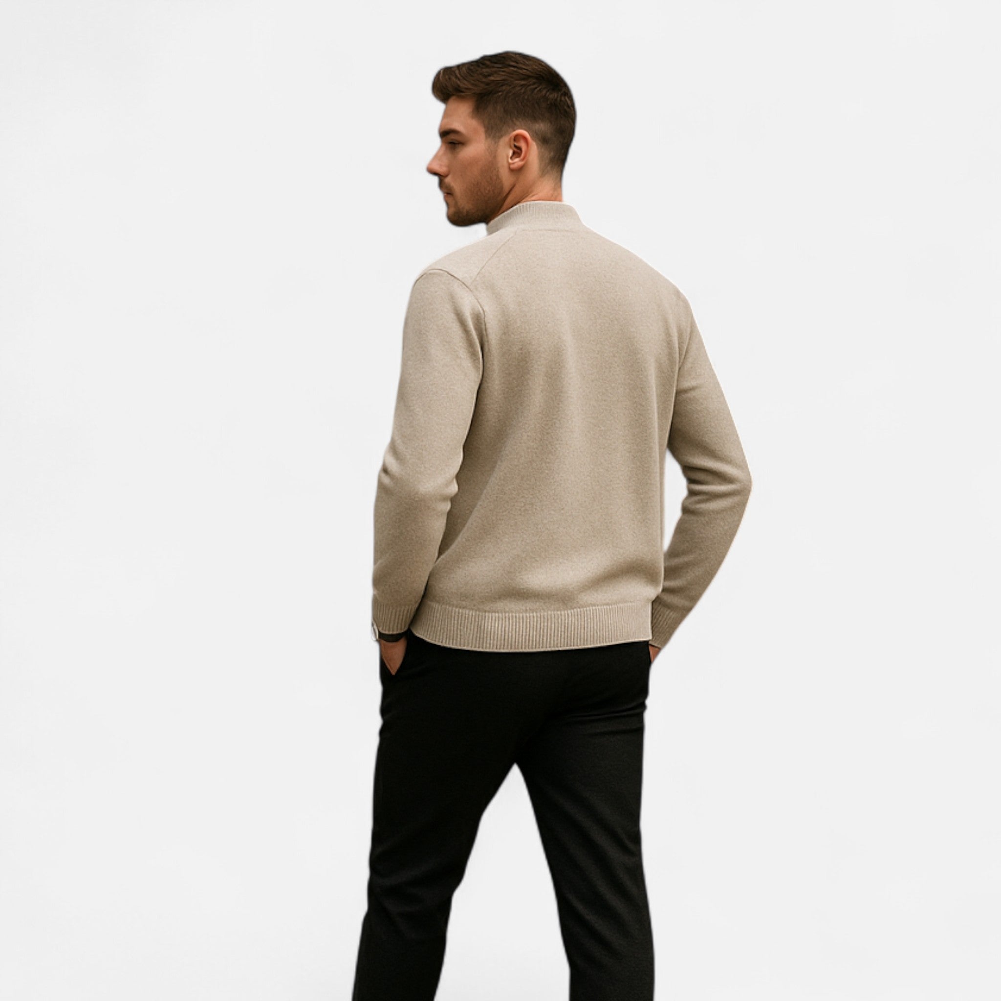 Volarno | Men’s Merino Wool Zip Sweater