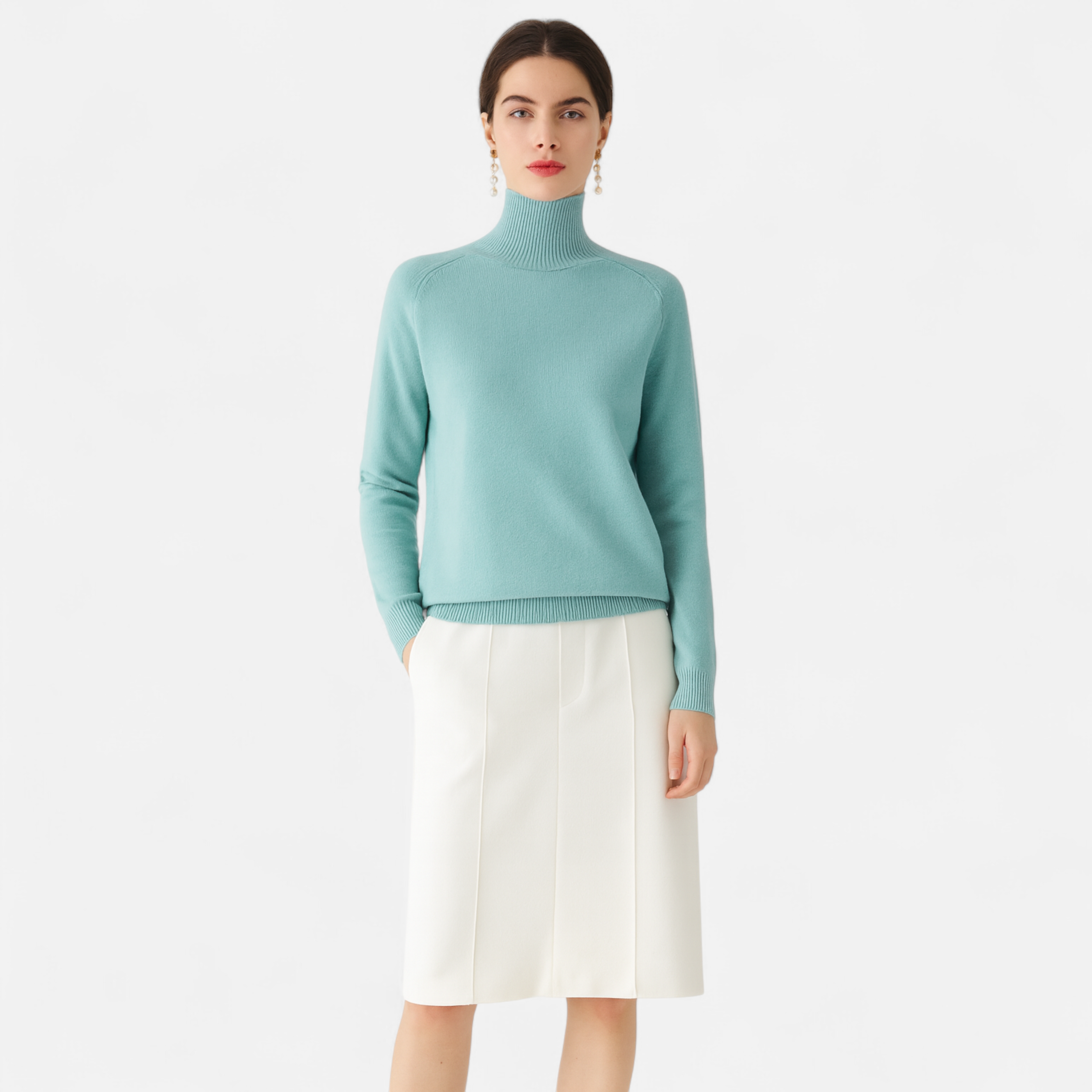 Volarno | Women's Merino Wool & Cashmere Mock-Neck Sweater