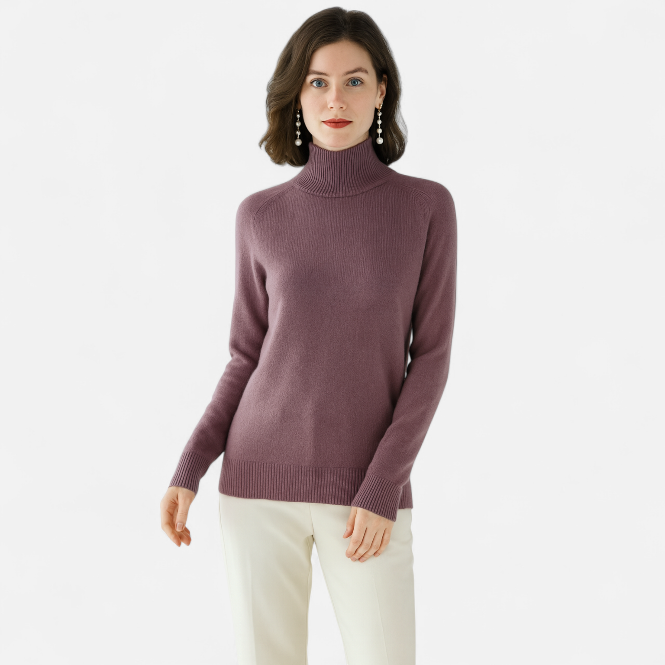 Volarno | Women's Merino Wool & Cashmere Mock-Neck Sweater