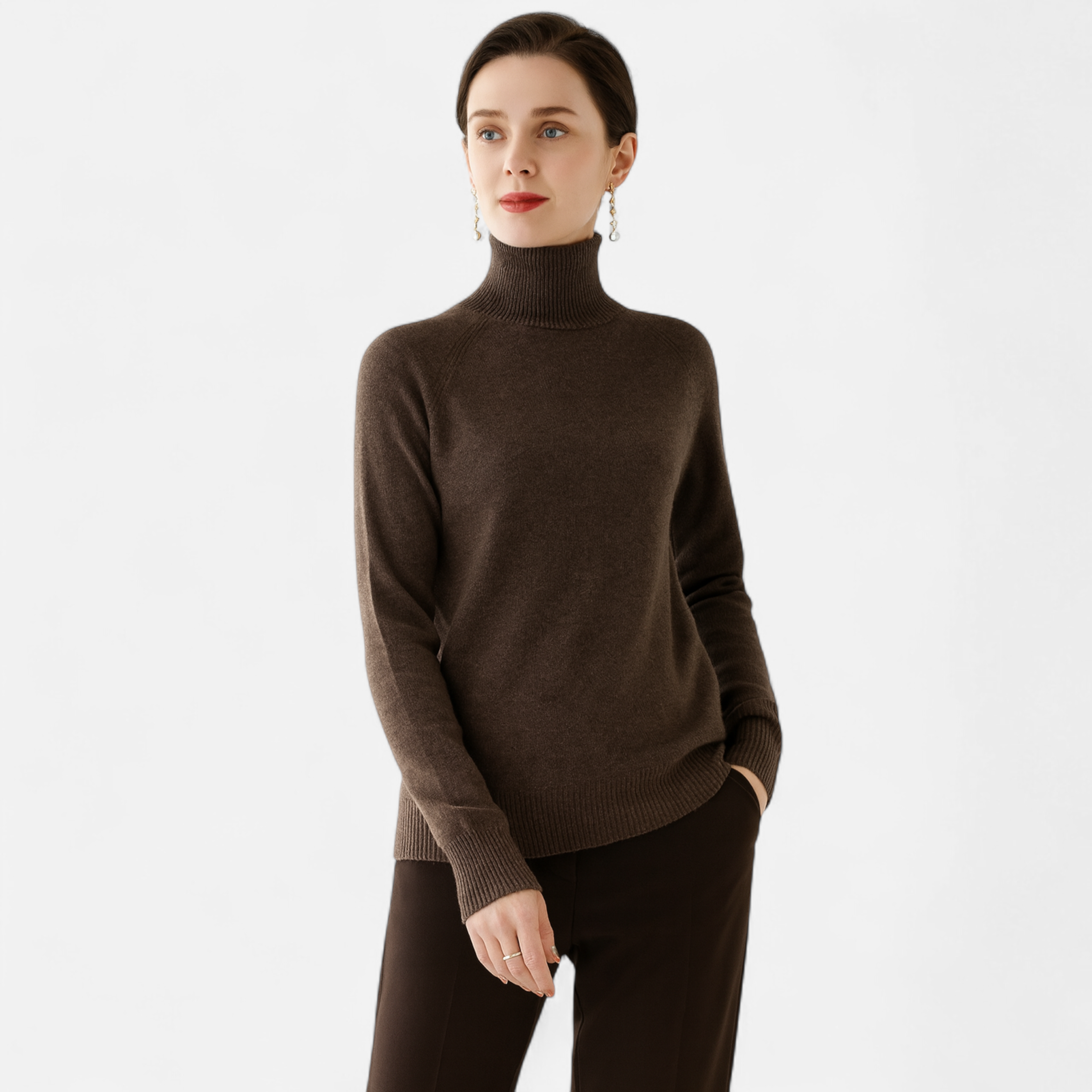 Volarno | Women's Merino Wool & Cashmere Mock-Neck Sweater