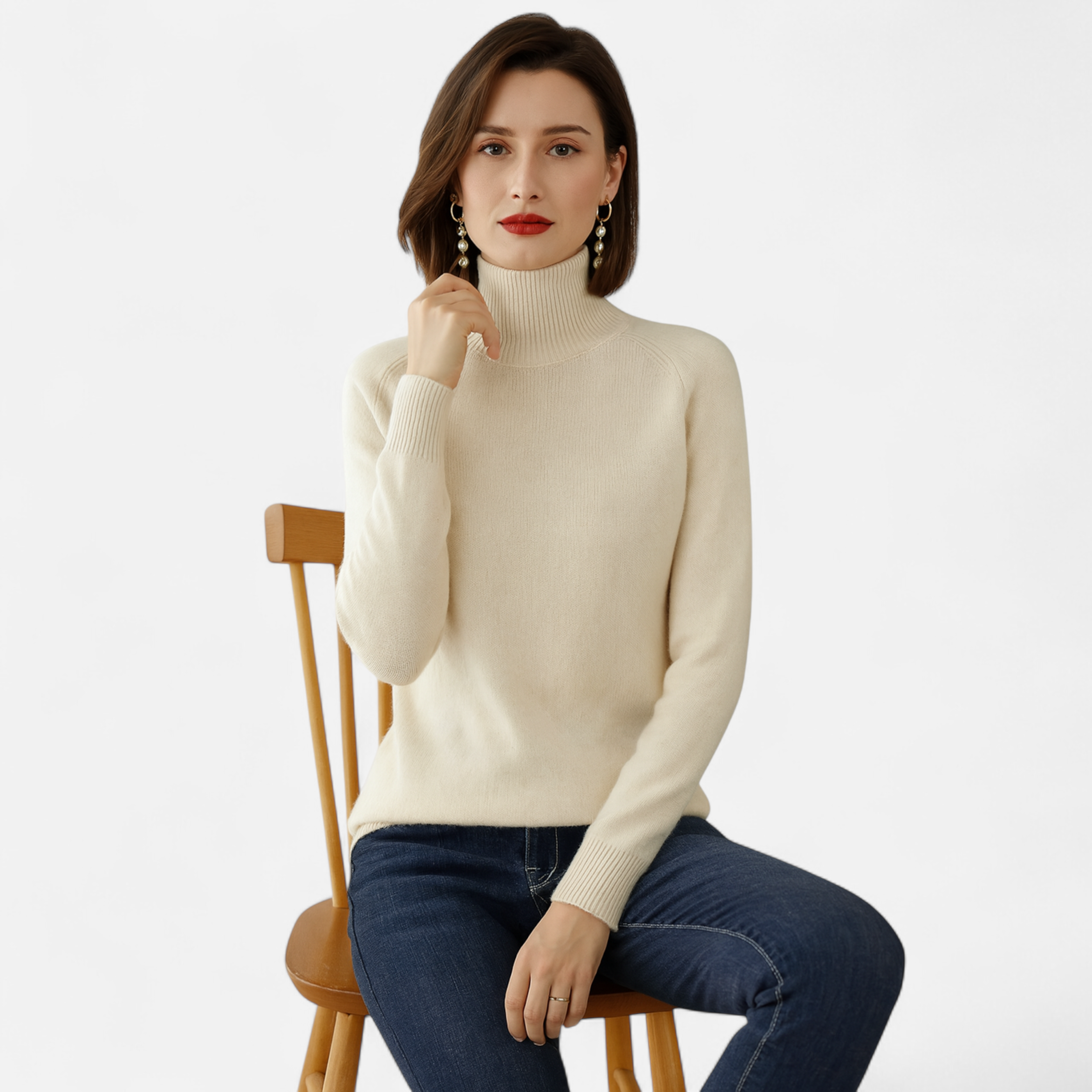 Volarno | Women's Merino Wool & Cashmere Mock-Neck Sweater