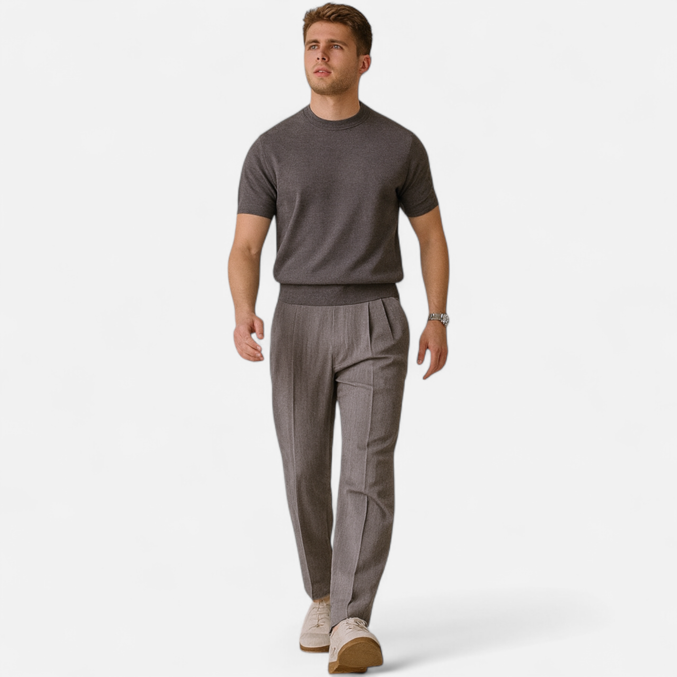 Volarno | Men’s Slim-Fit Knitted T-Shirt