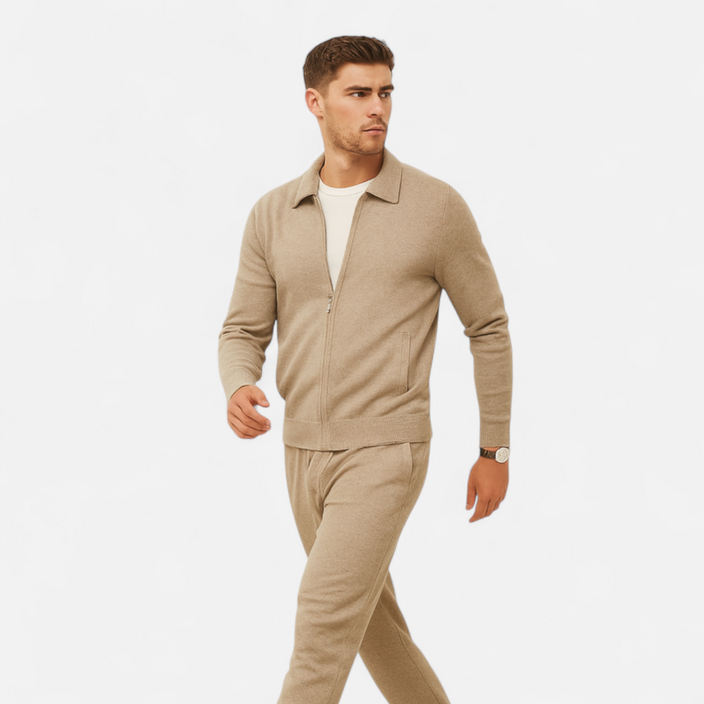 Volarno | Men’s Wool-Cashmere Zip Business Sweater