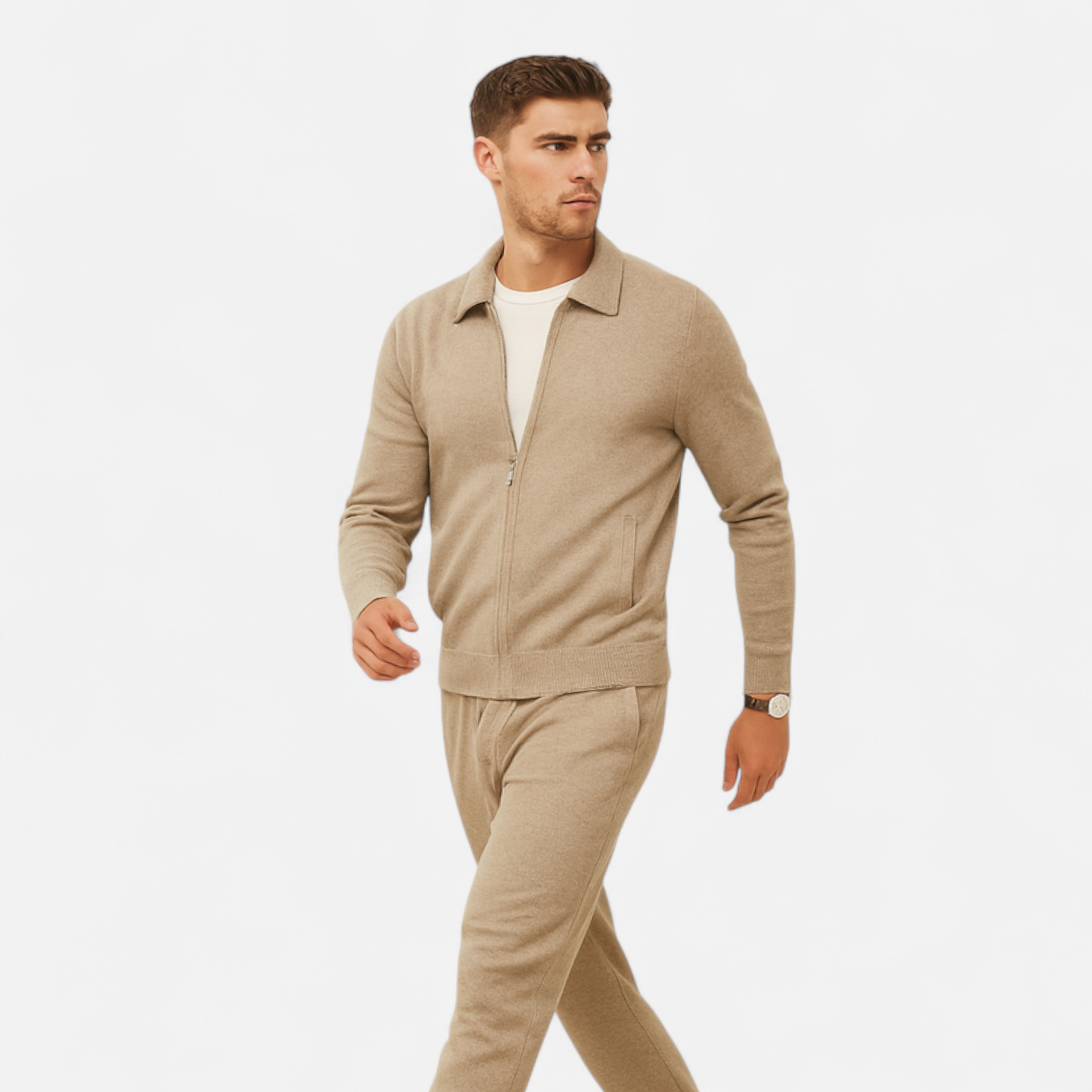 Volarno | Men’s Wool-Cashmere Zip Business Sweater