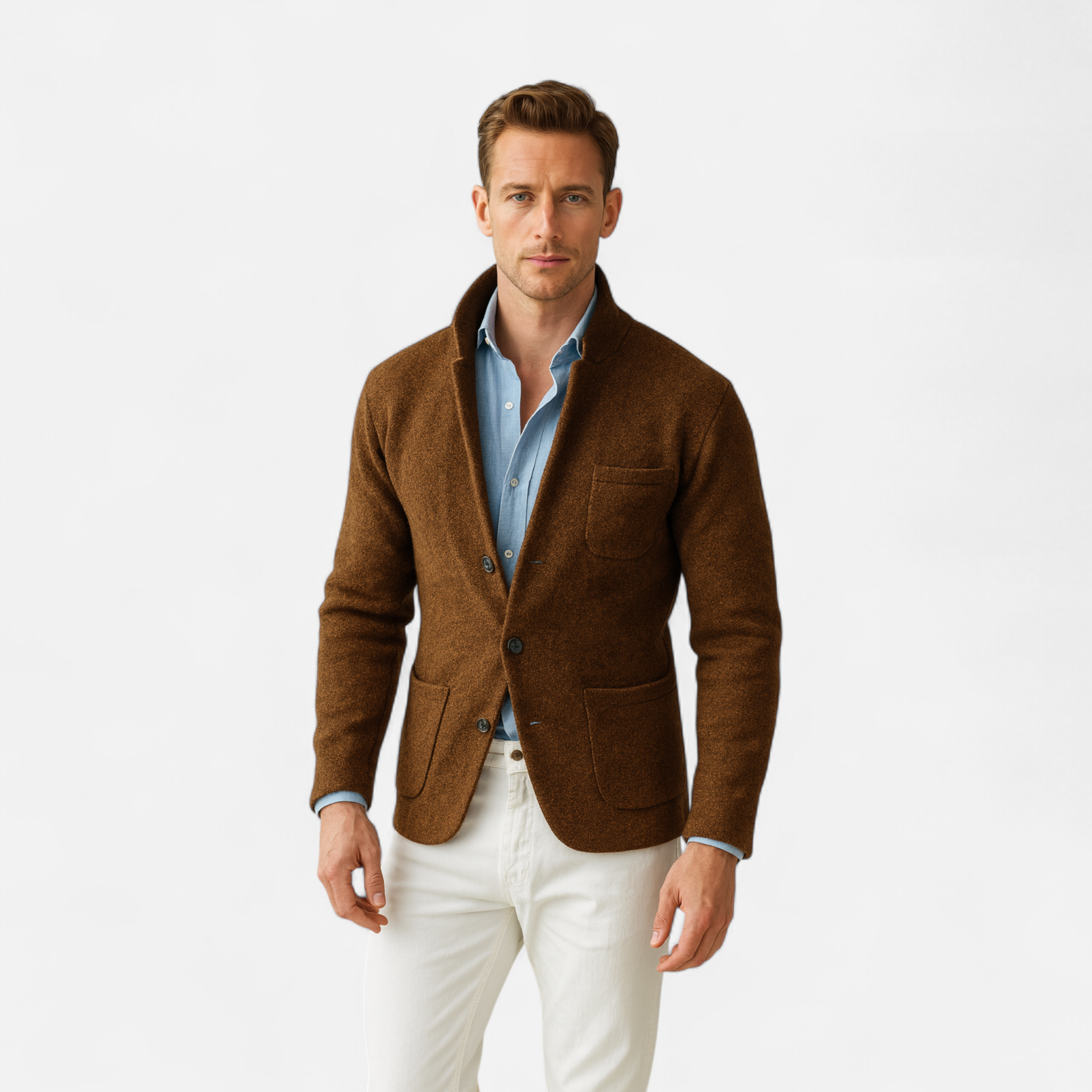 Volarno | Men’s Vintage Wool Stand-Collar Jacket