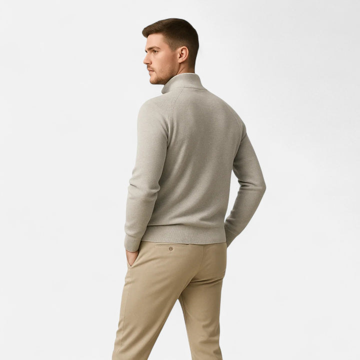 Volarno | Men’s Cotton Zip Sweater – Refined Knitwear for the Season