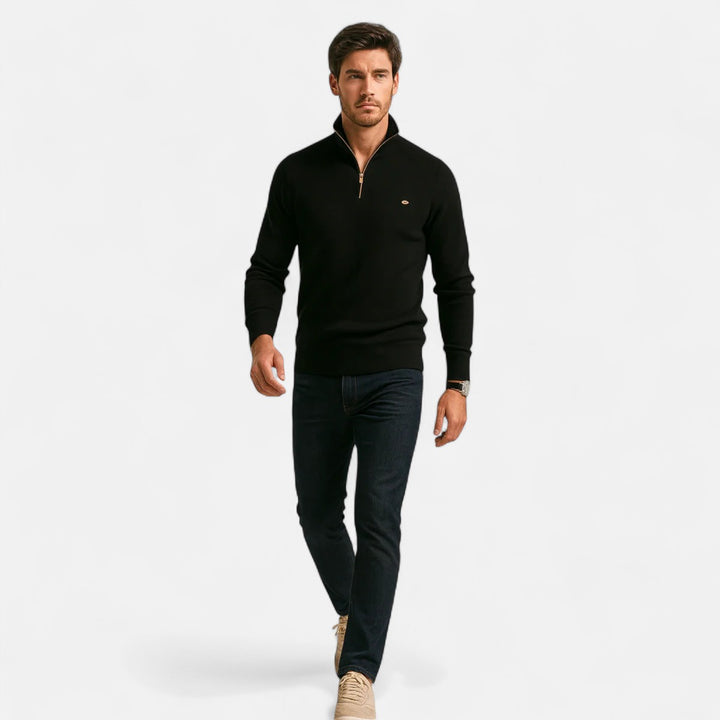 Volarno | Men’s Cotton Zip Sweater – Refined Knitwear for the Season