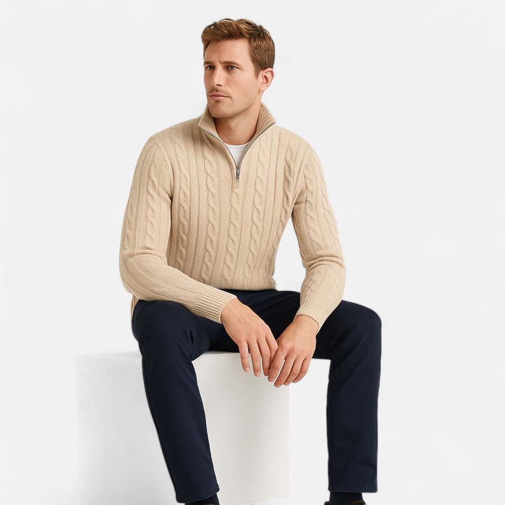 Volarno | Men’s Luxe Cotton Zip Knit