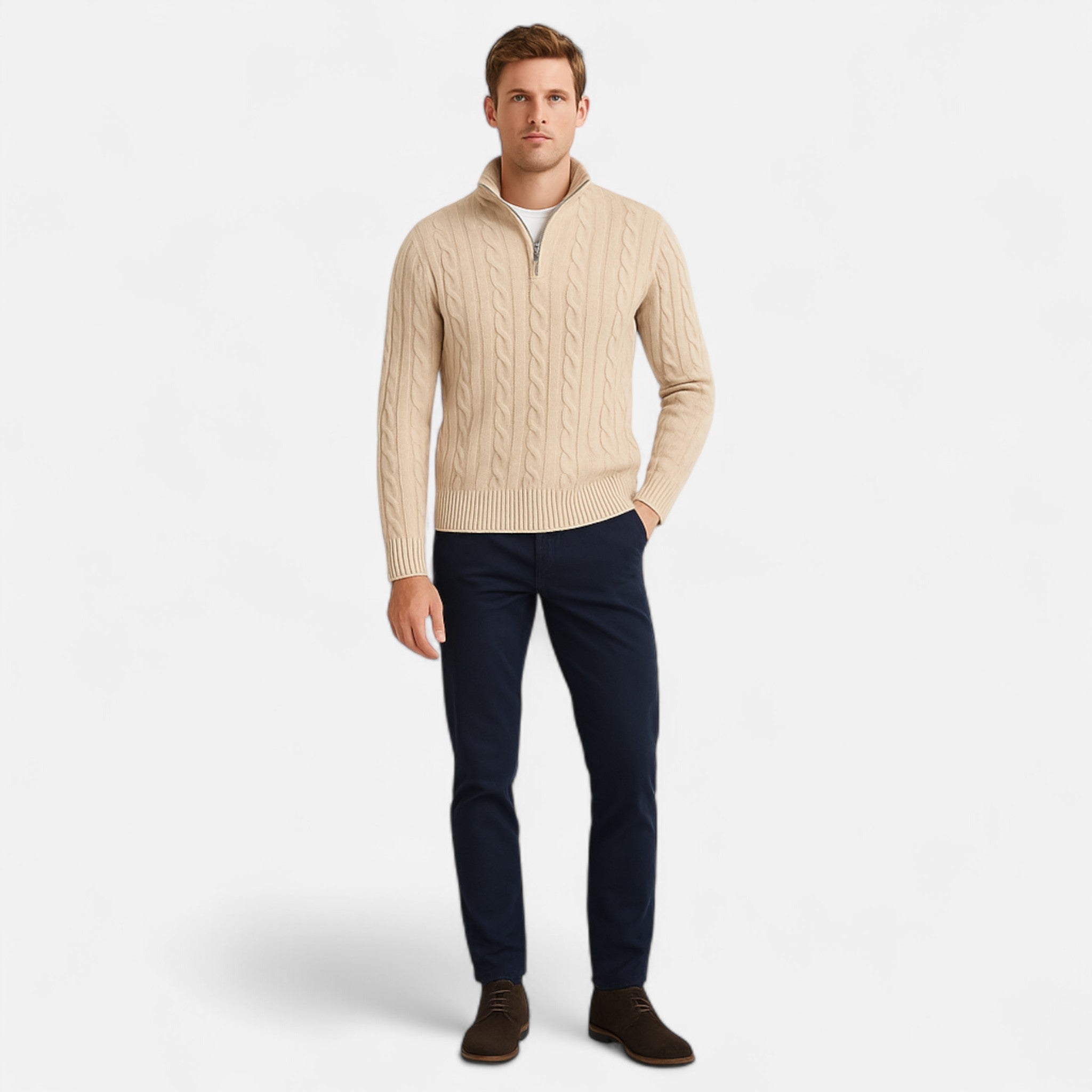 Volarno | Men’s Luxe Cotton Zip Knit