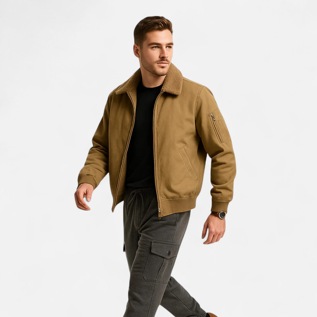 Volarno | Men’s Casual Jacket – Refined Cotton & Lambswool Blend