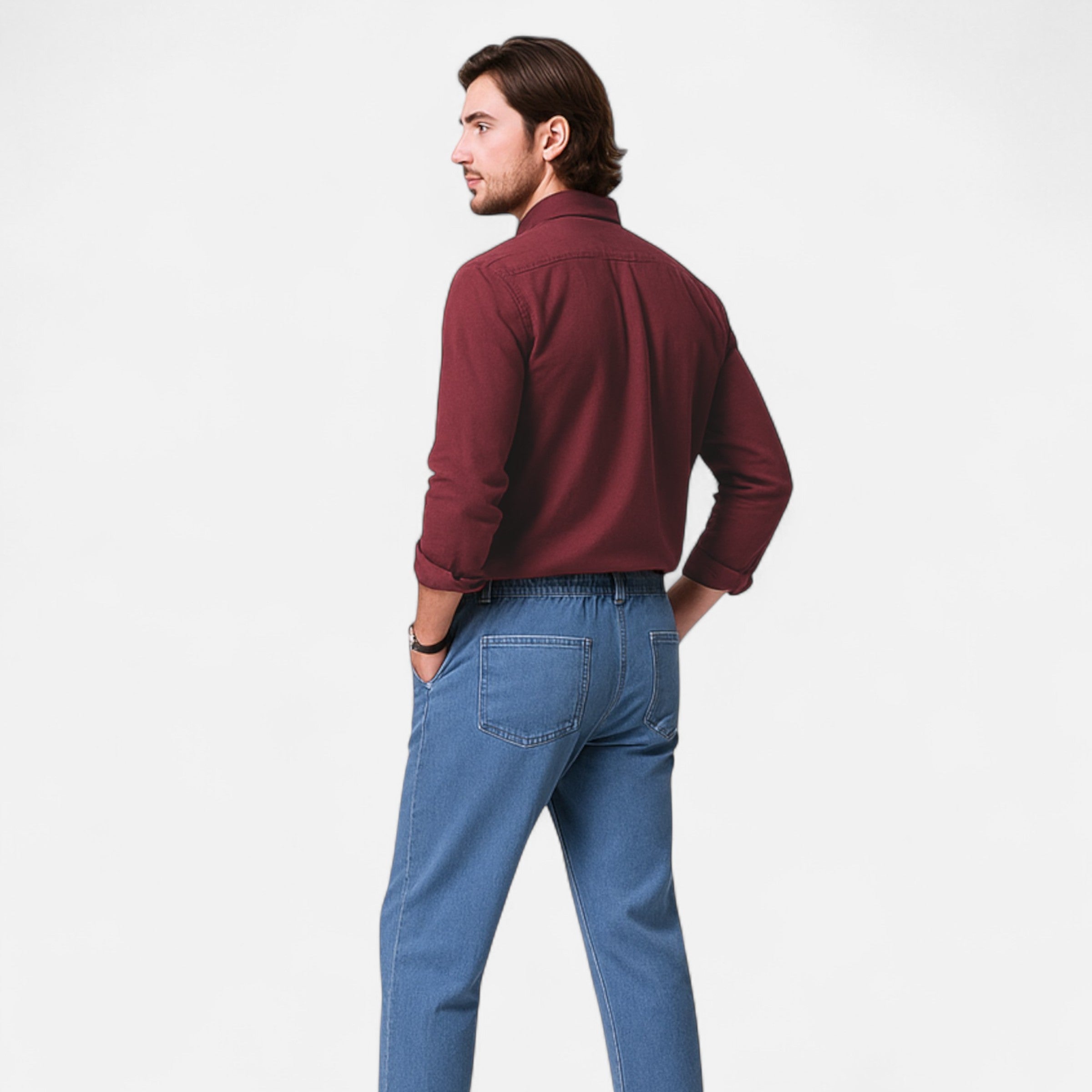 Volarno | Men’s Solid Long-Sleeve Business Shirt