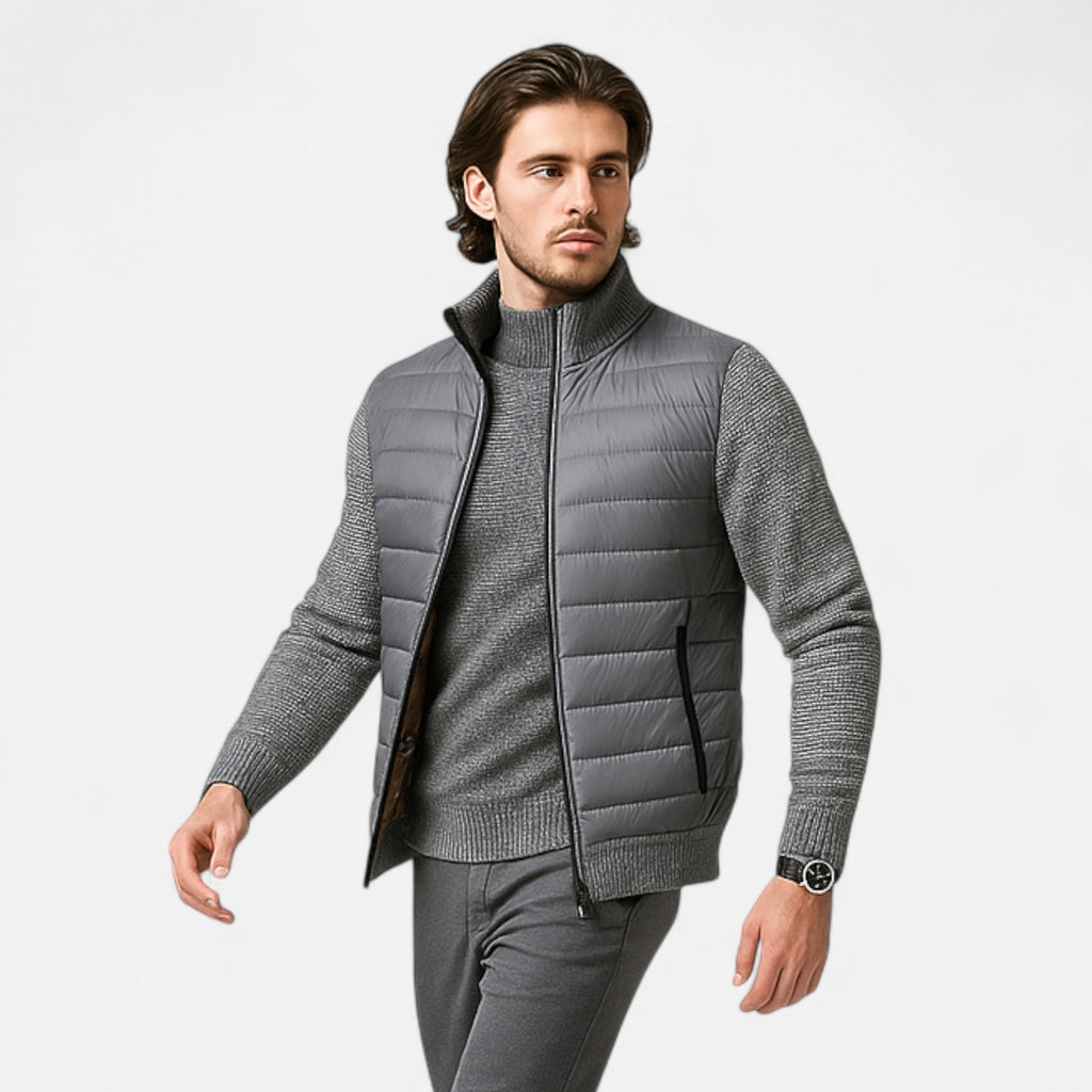 Volarno | Men’s Fleece Stand-Collar Patchwork Jacket
