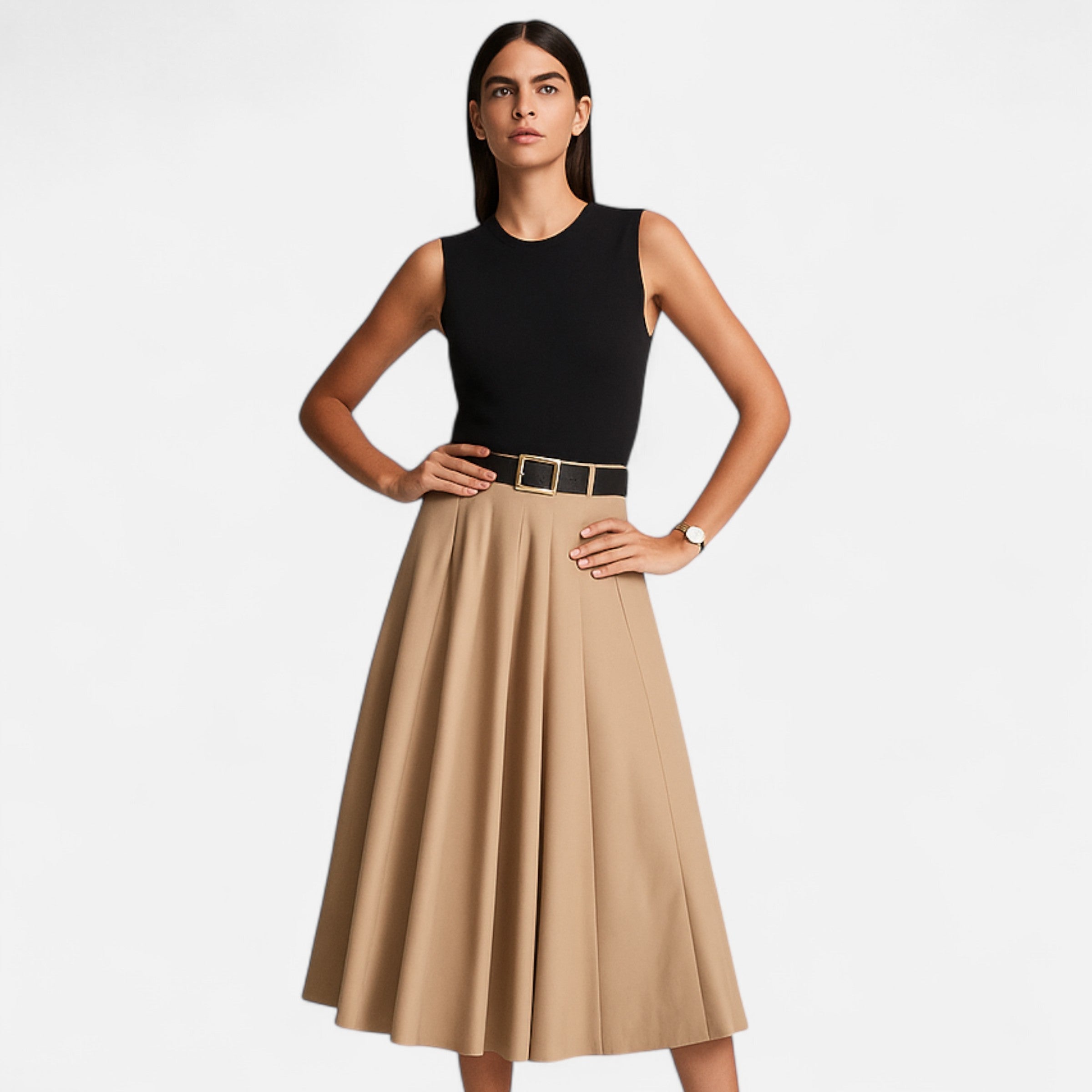 Volarno | Women’s Pleated Knitted Midi Dress