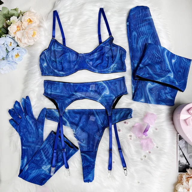Volarno | 5 Piece Tie Dye Lingerie Set