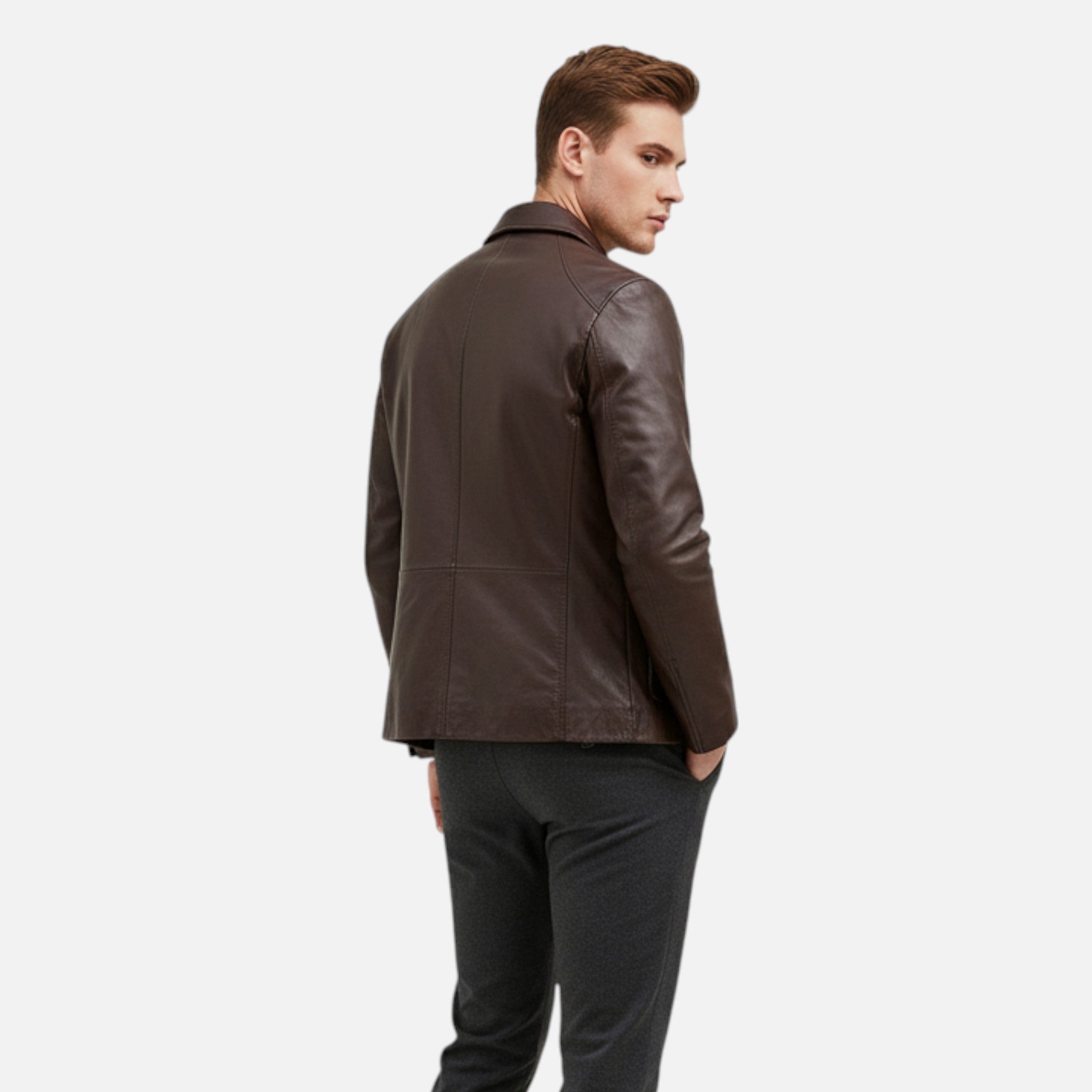 Volarno | Men’s PU Leather Jacket – Stand Collar Autumn Elegance