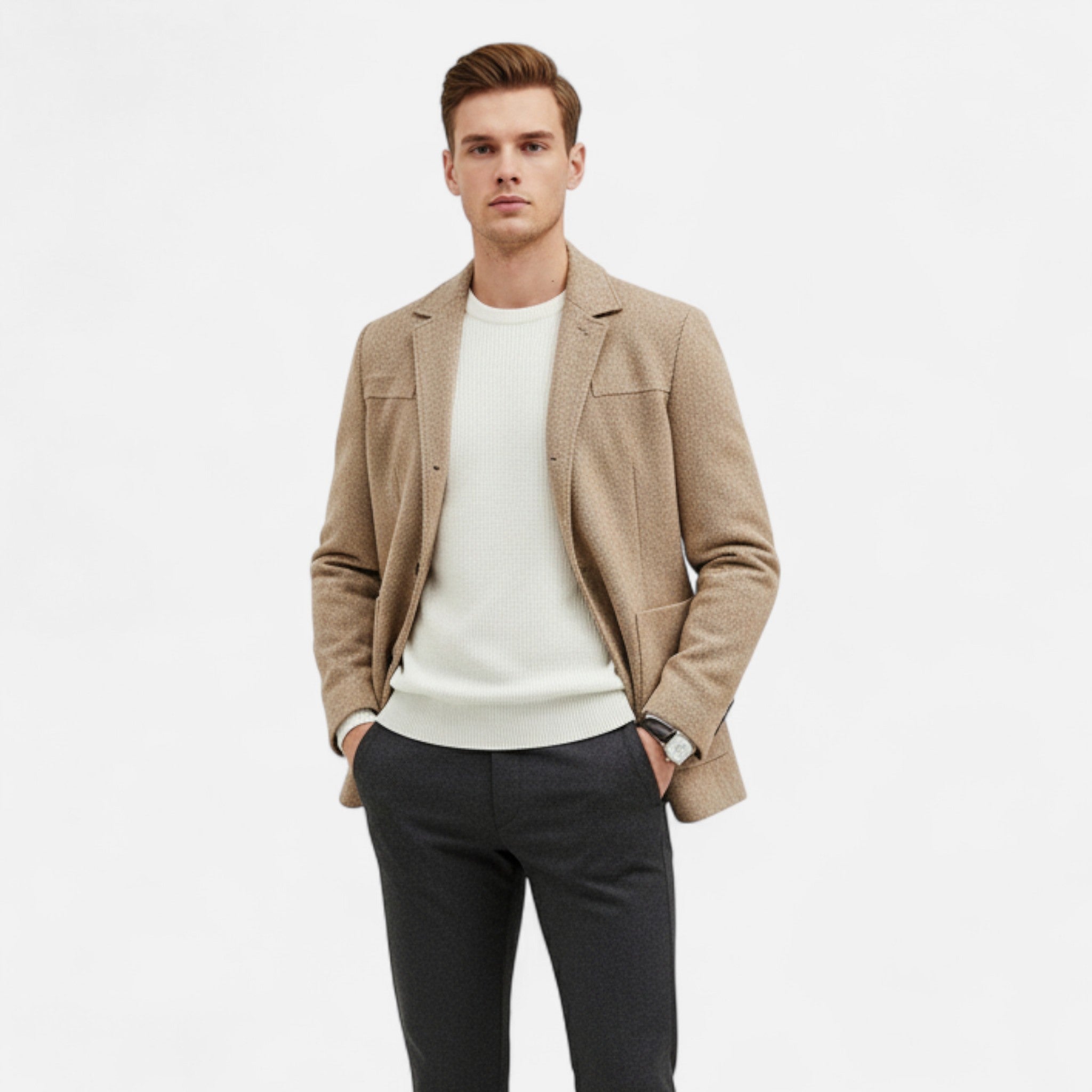 Volarno | Men’s Wool Blend Jacket – Business Lapel Elegance