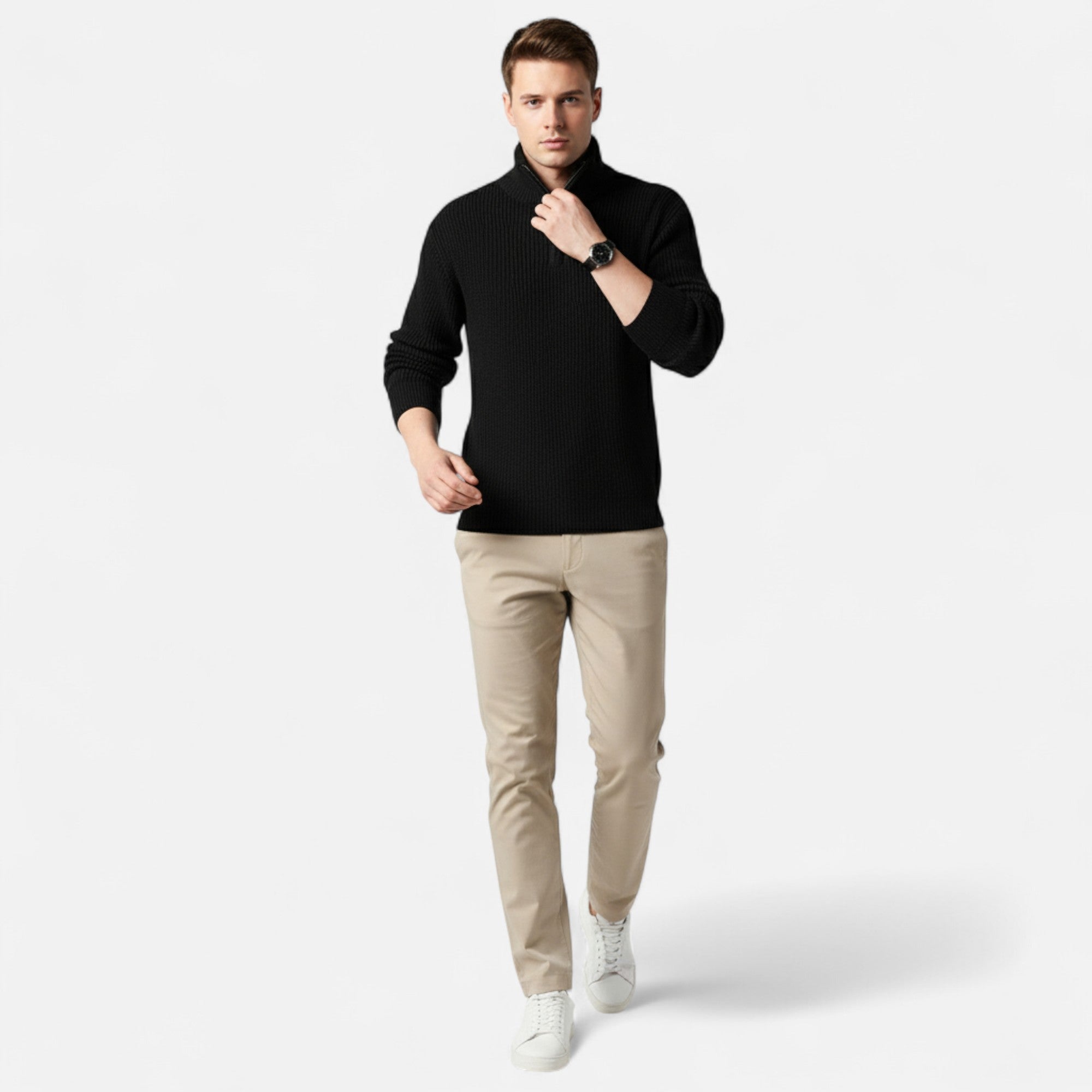 Volarno | Men’s Wool-Blend Half-Zip Sweater