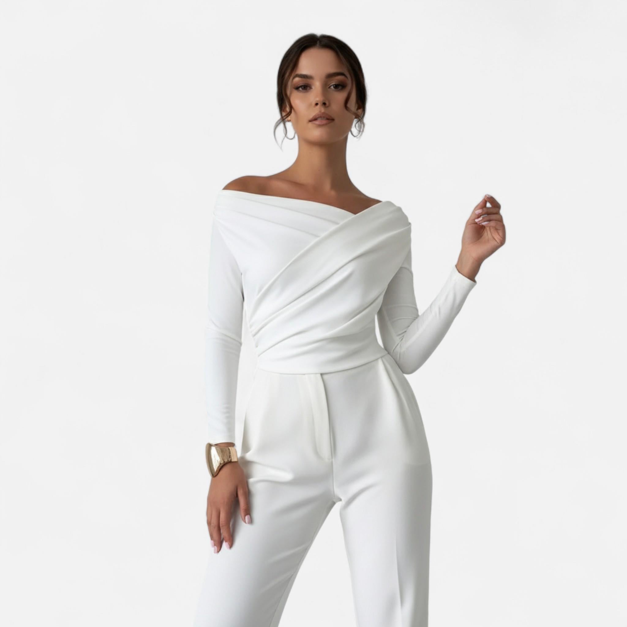 Volarno | Women's Timeless Cross-Over Collar Blouse