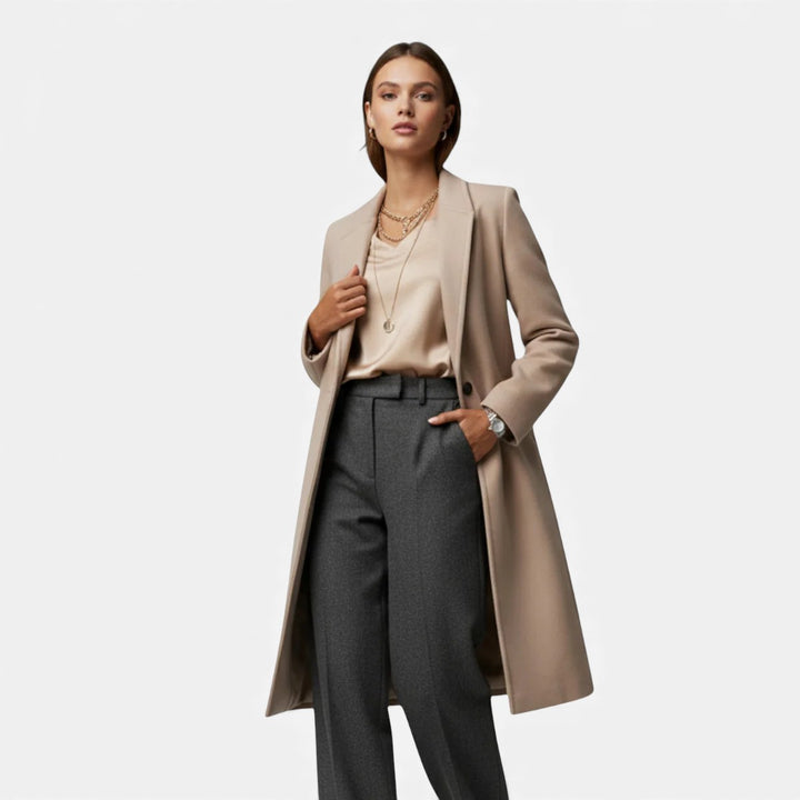Volarno | Women’s Winter Overcoat – Lapel Collar Elegance