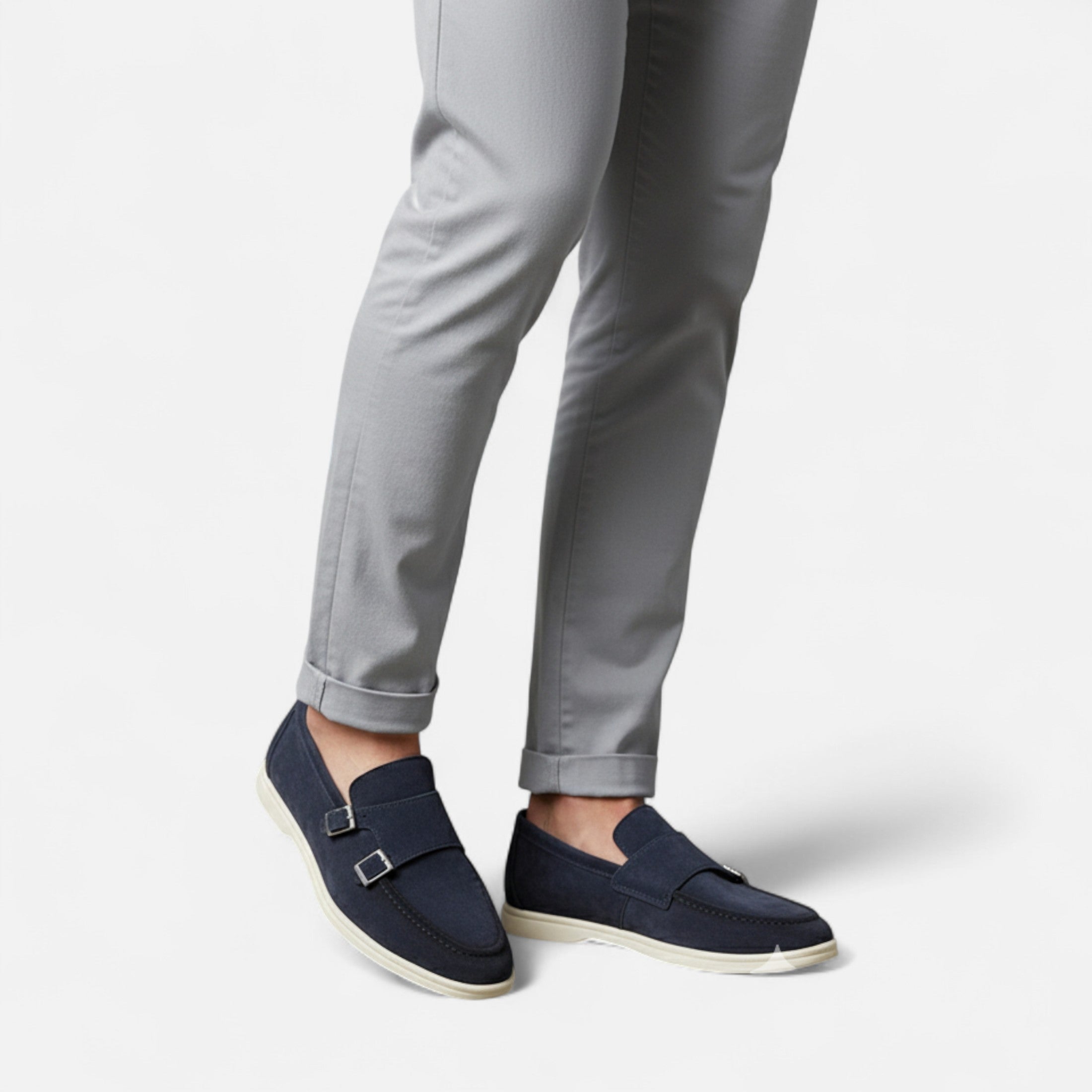 Volarno | Men’s Suede Monk Strap Loafers – Slip-On Elegance