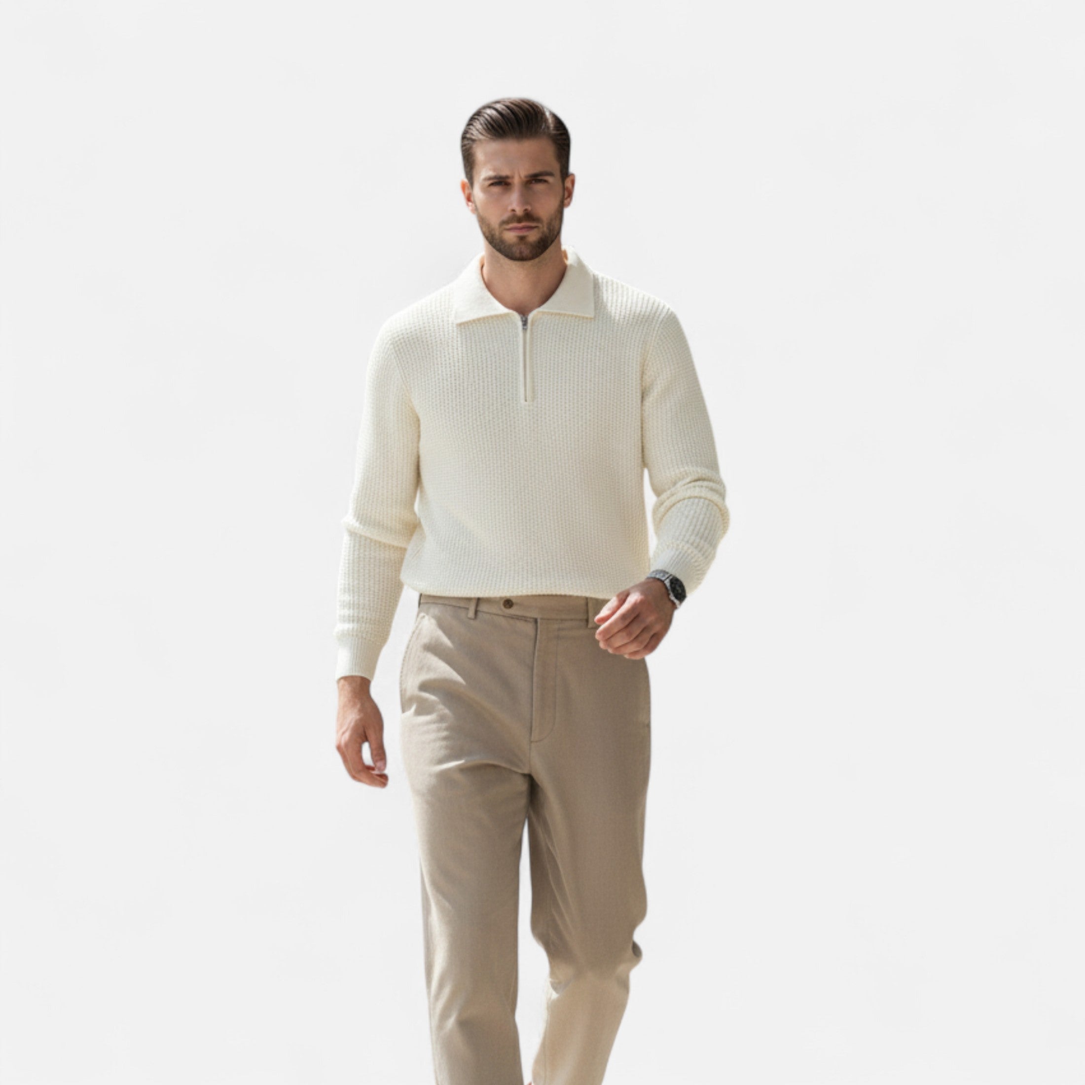 Volarno | Men’s Half-Zip Sweater Mercerised Cotton