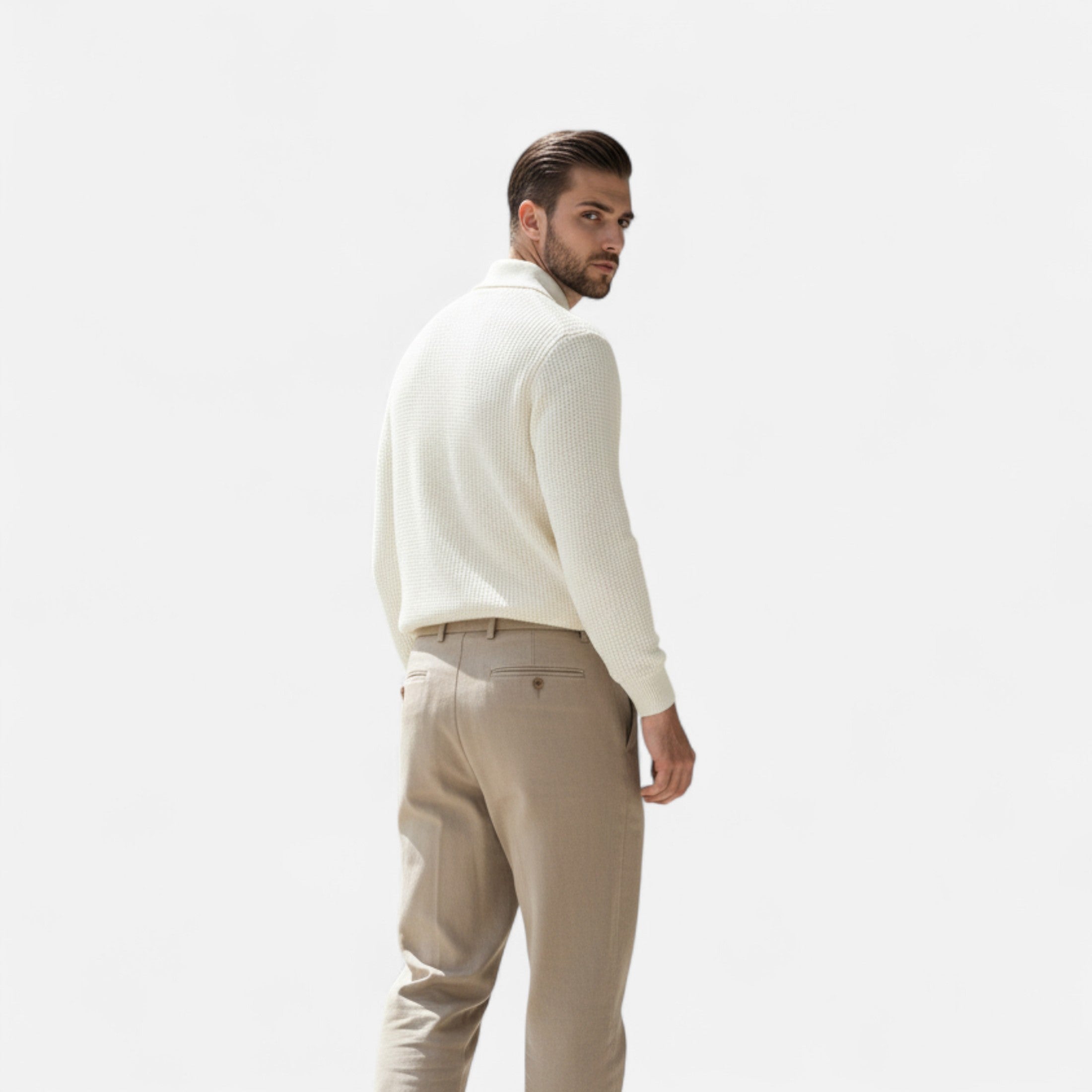 Volarno | Men’s Half-Zip Sweater Mercerised Cotton