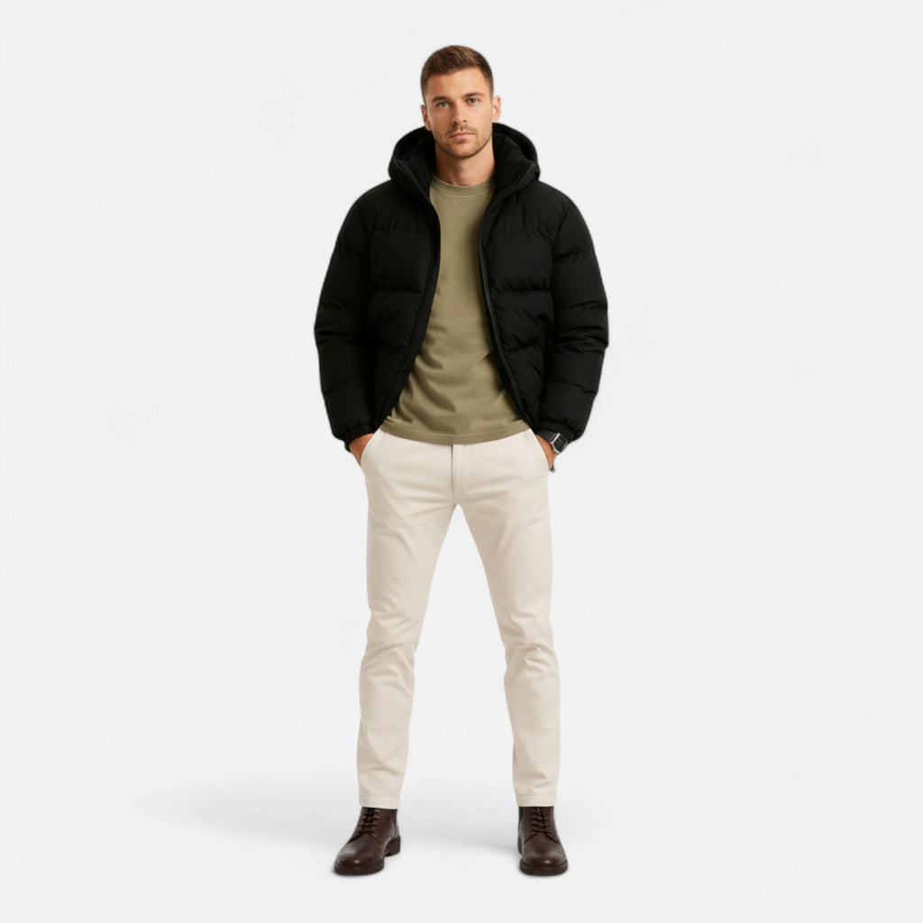 Volarno | Men’s Puffer Jacket – Lightweight Hooded Insulated Elegance