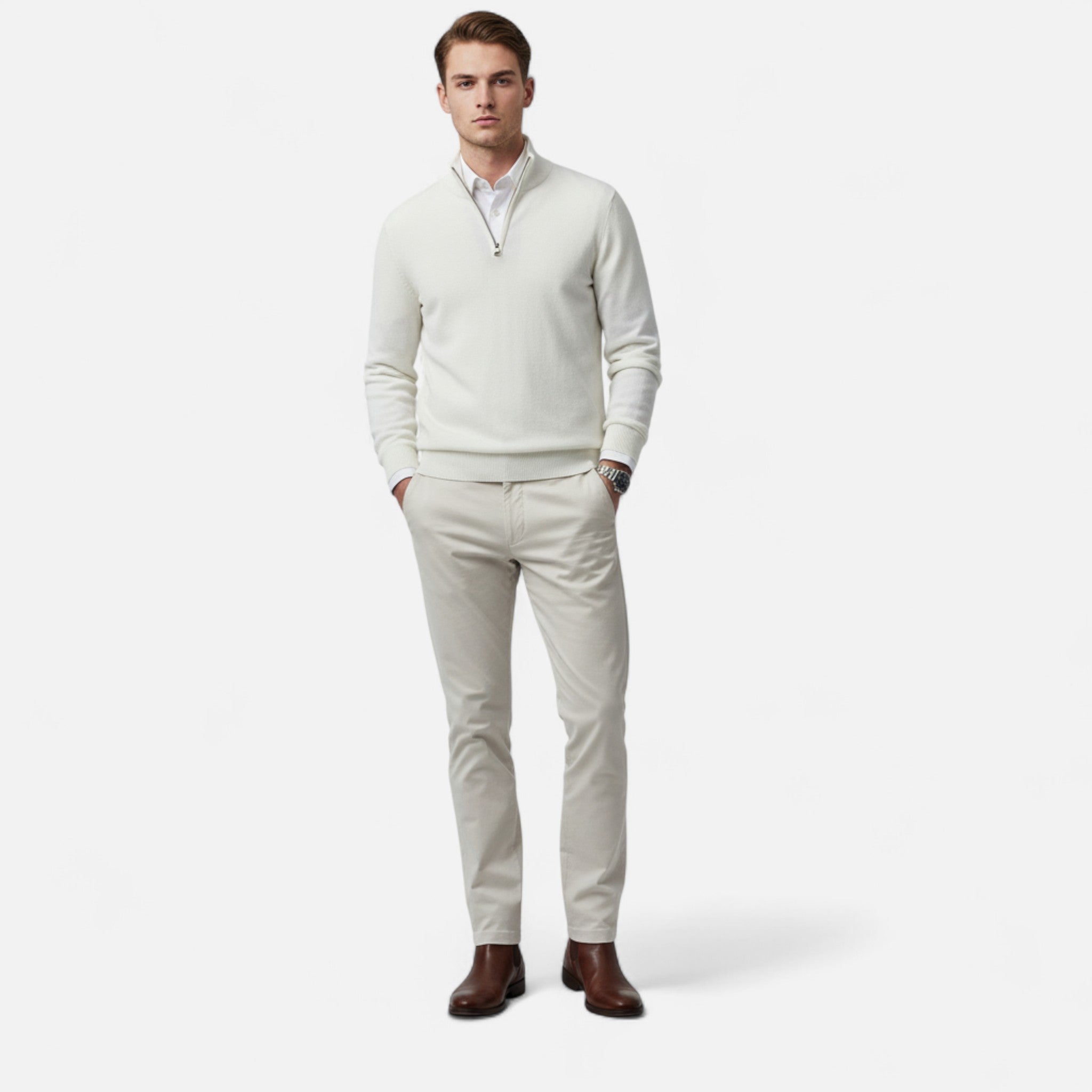 Volarno | Men’s Sweater – Slim-Fit Quarter-Zip Elegance