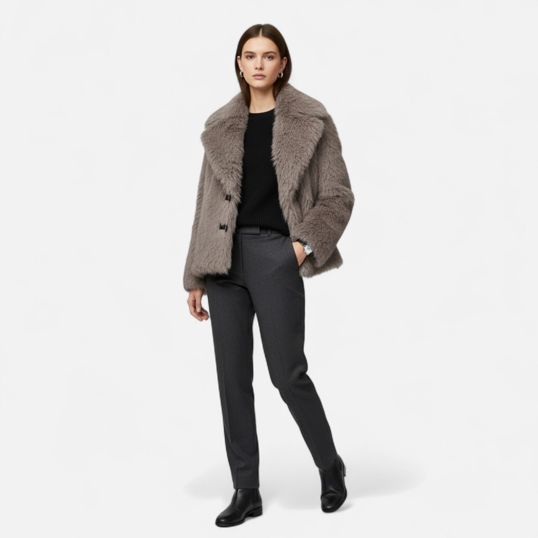 Volarno | Women’s Faux Fur Coat – Winter Street Elegance