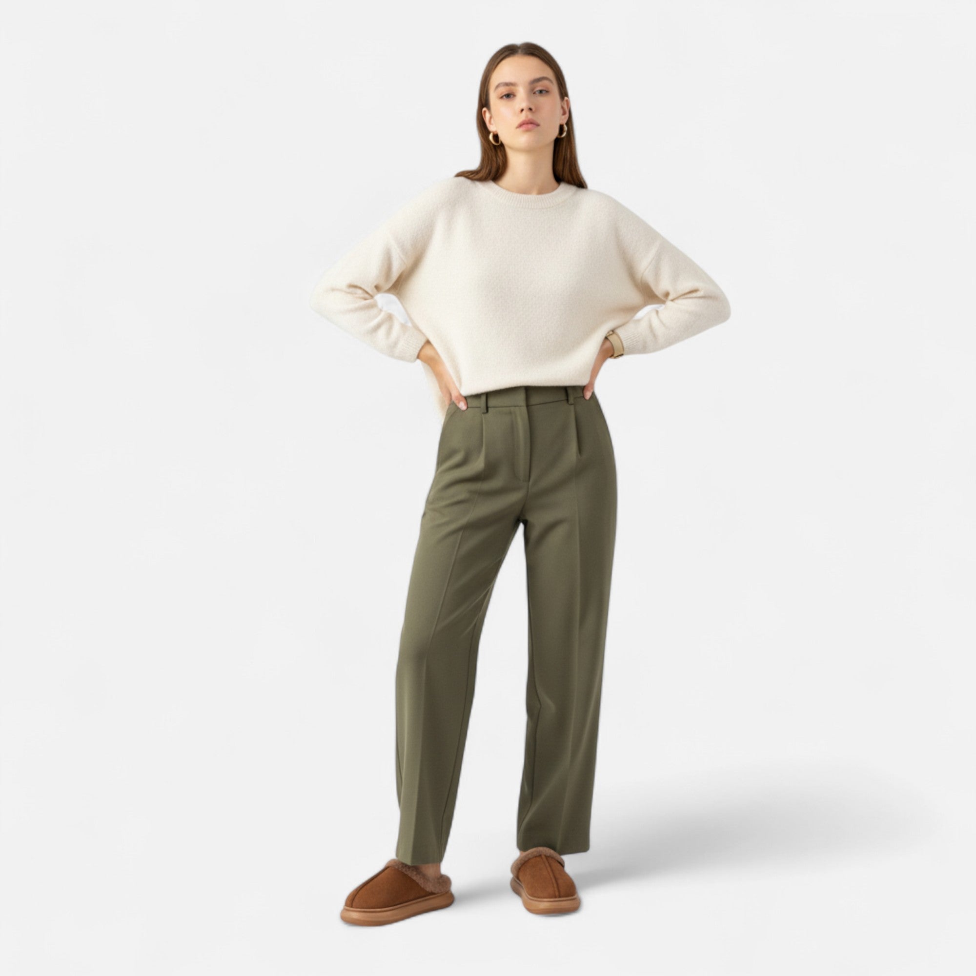 Volarno | Women’s Plush Cashmere-Touch Platform Slippers