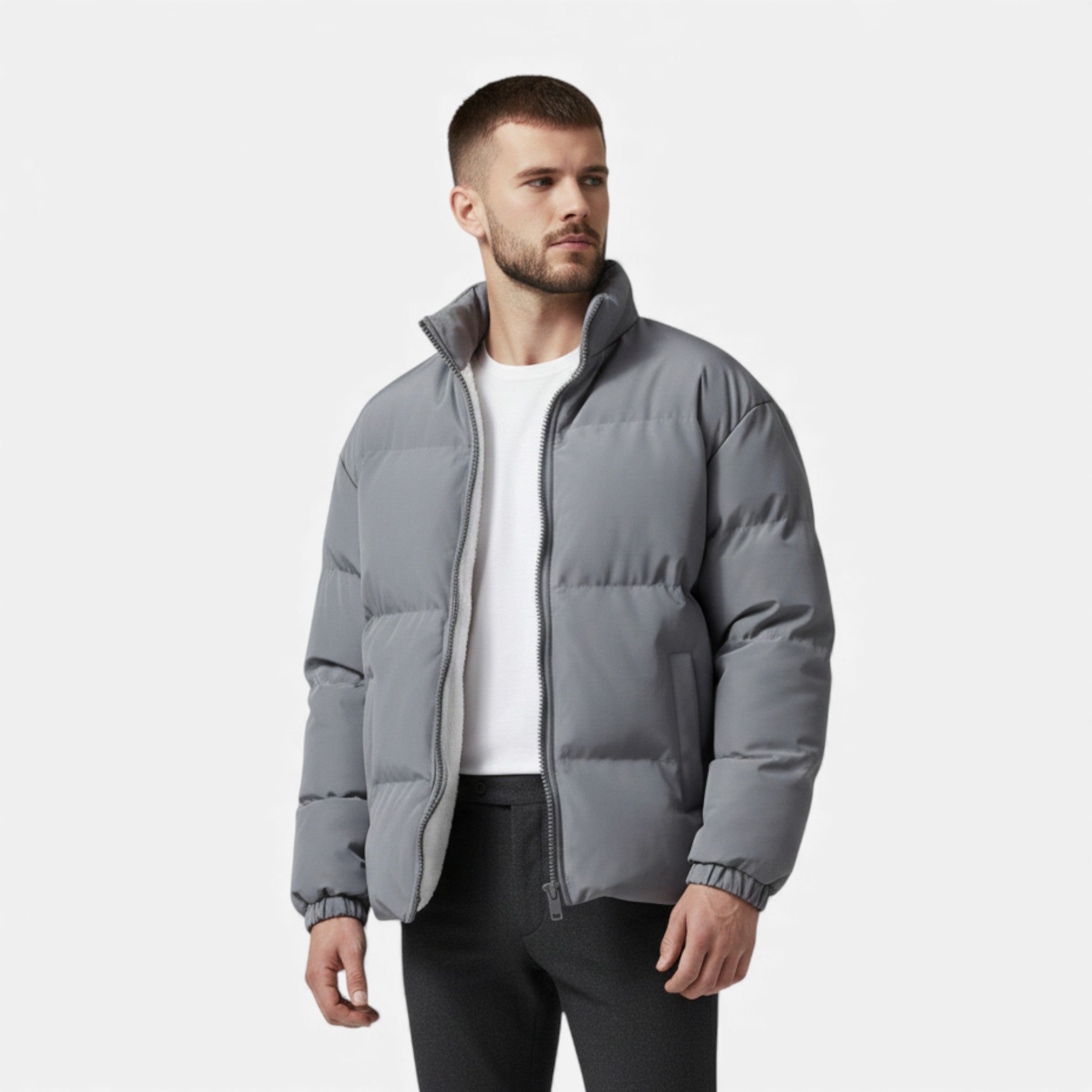 Volarno | Men’s Lambswool Plush Puffer Jacket for Autumn/Winter