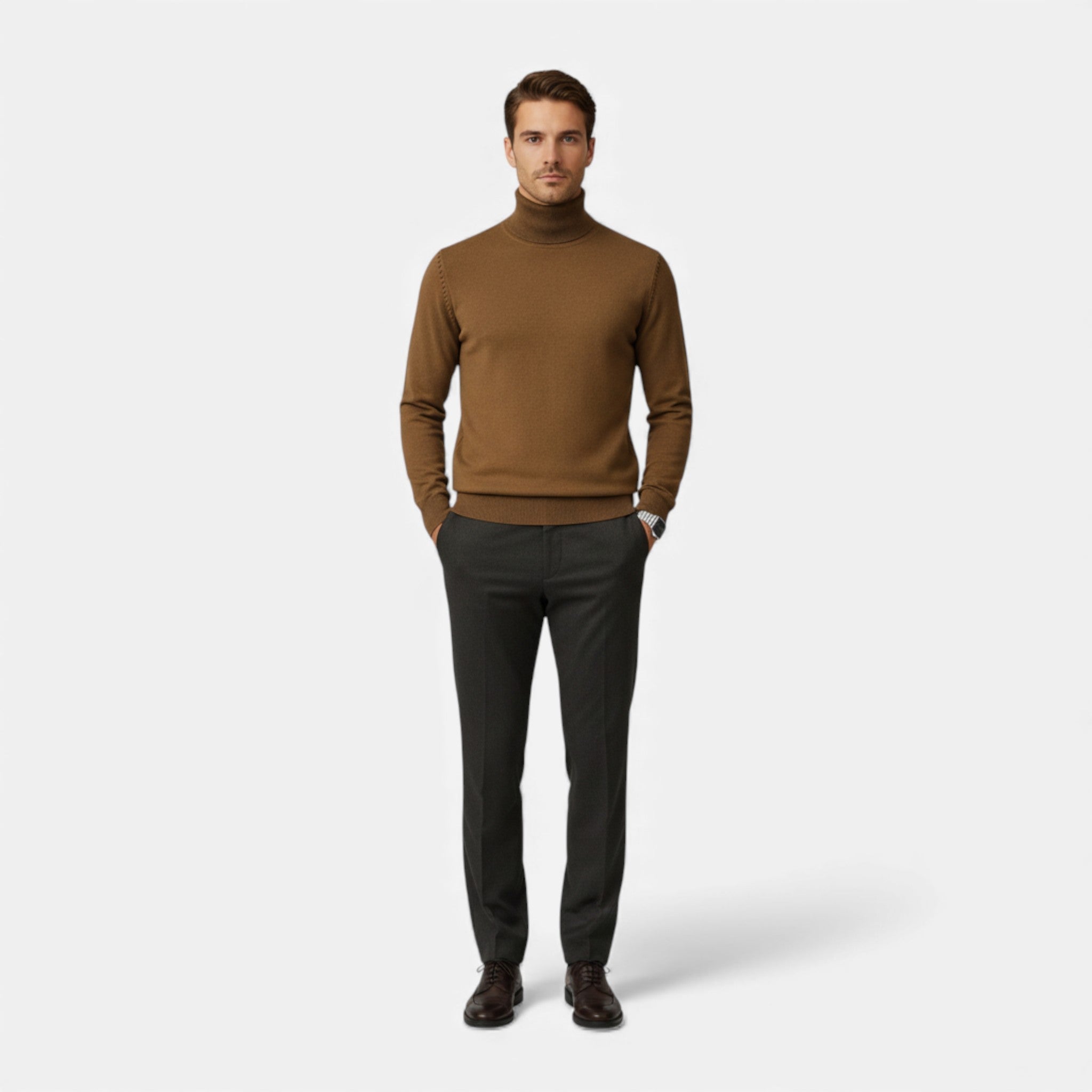Volarno | Men’s Turtleneck Knit Pullover – Basil Edition