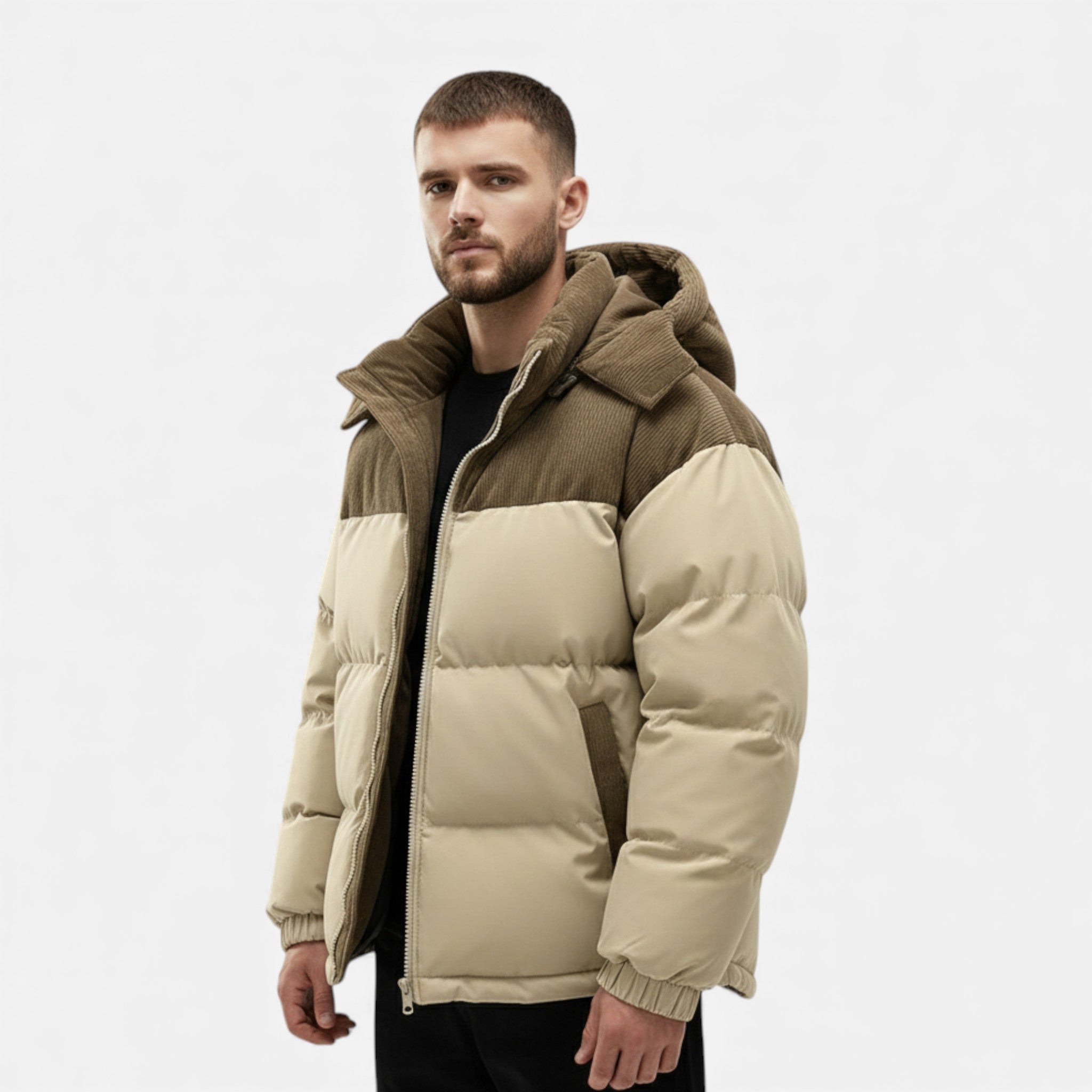 Volarno | Men’s Fleece-Lined Winter Jacket with Removable Hood