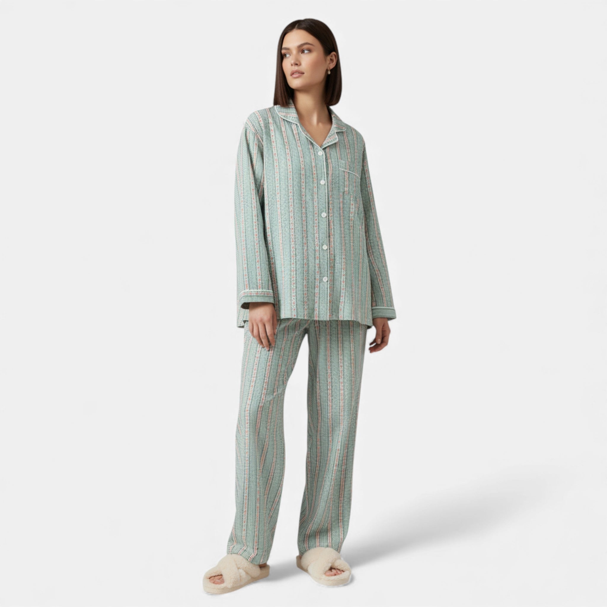 Maison Dresson | Women’s Pure Cotton Pyjama Set with Cardigan Volarno