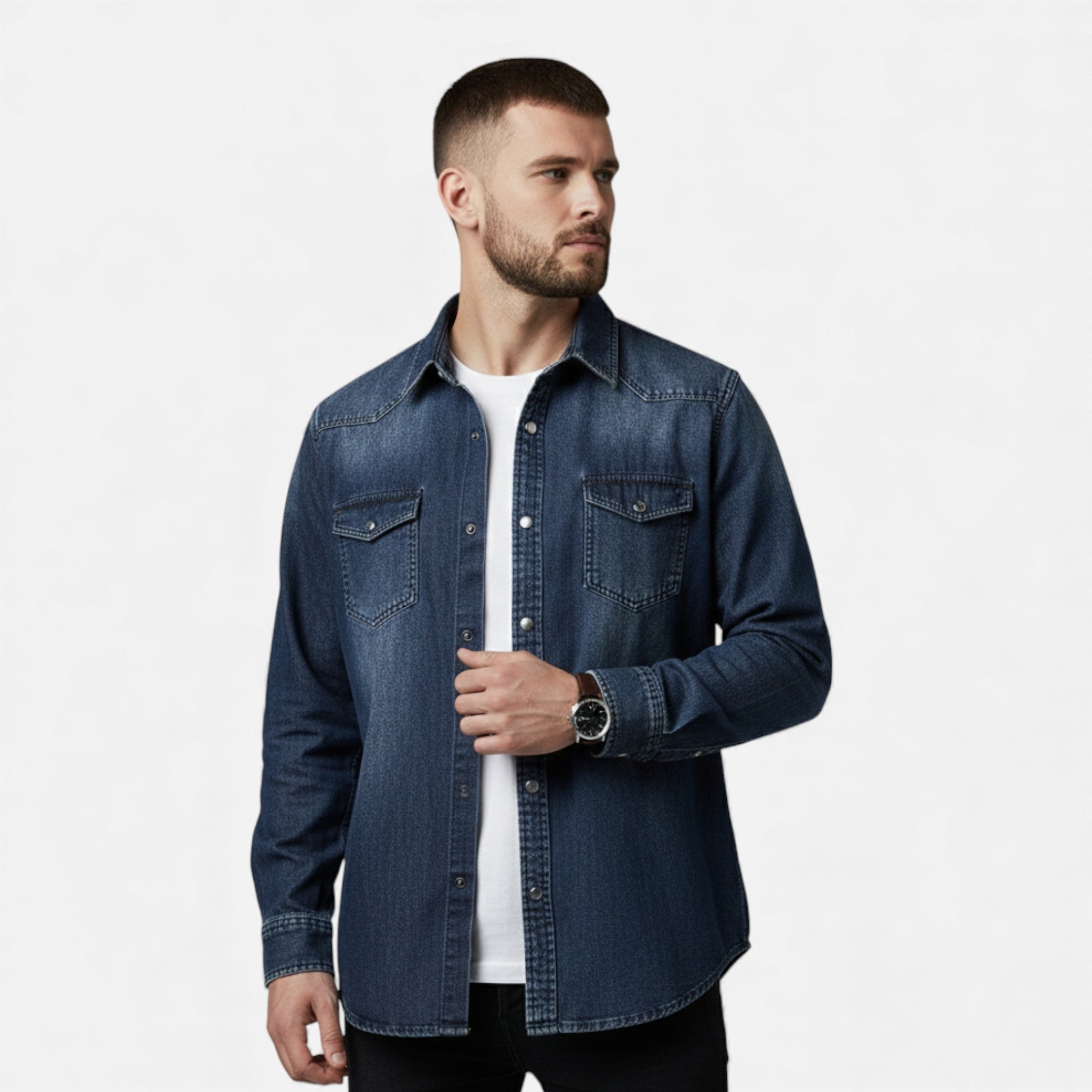 Volarno | Men’s Loose-Fit Denim Shirt for Autumn/Winter