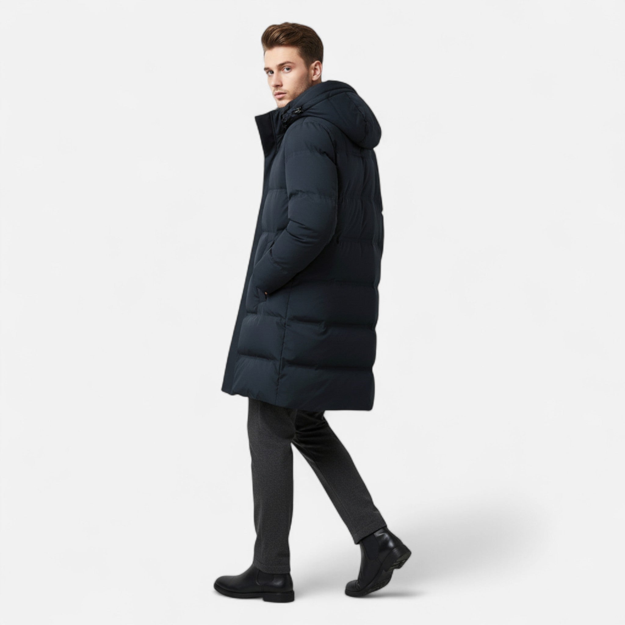 Volarno | Men’s Premium Down Parka Coat – Hooded Insulated Elegance