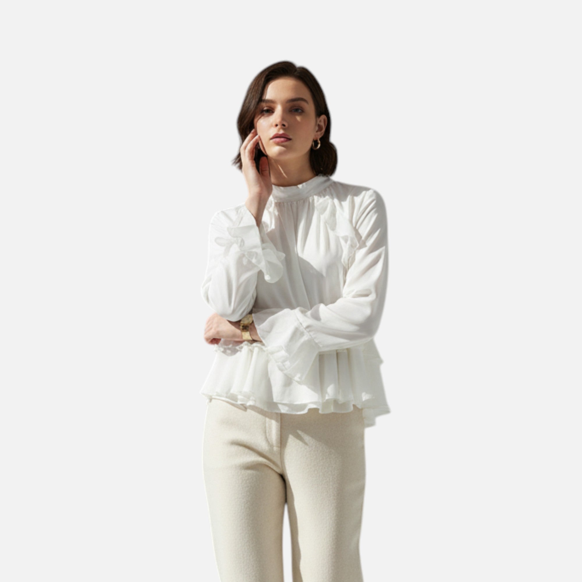 Volarno | Women's Elegant Chiffon Ruffled Blouse