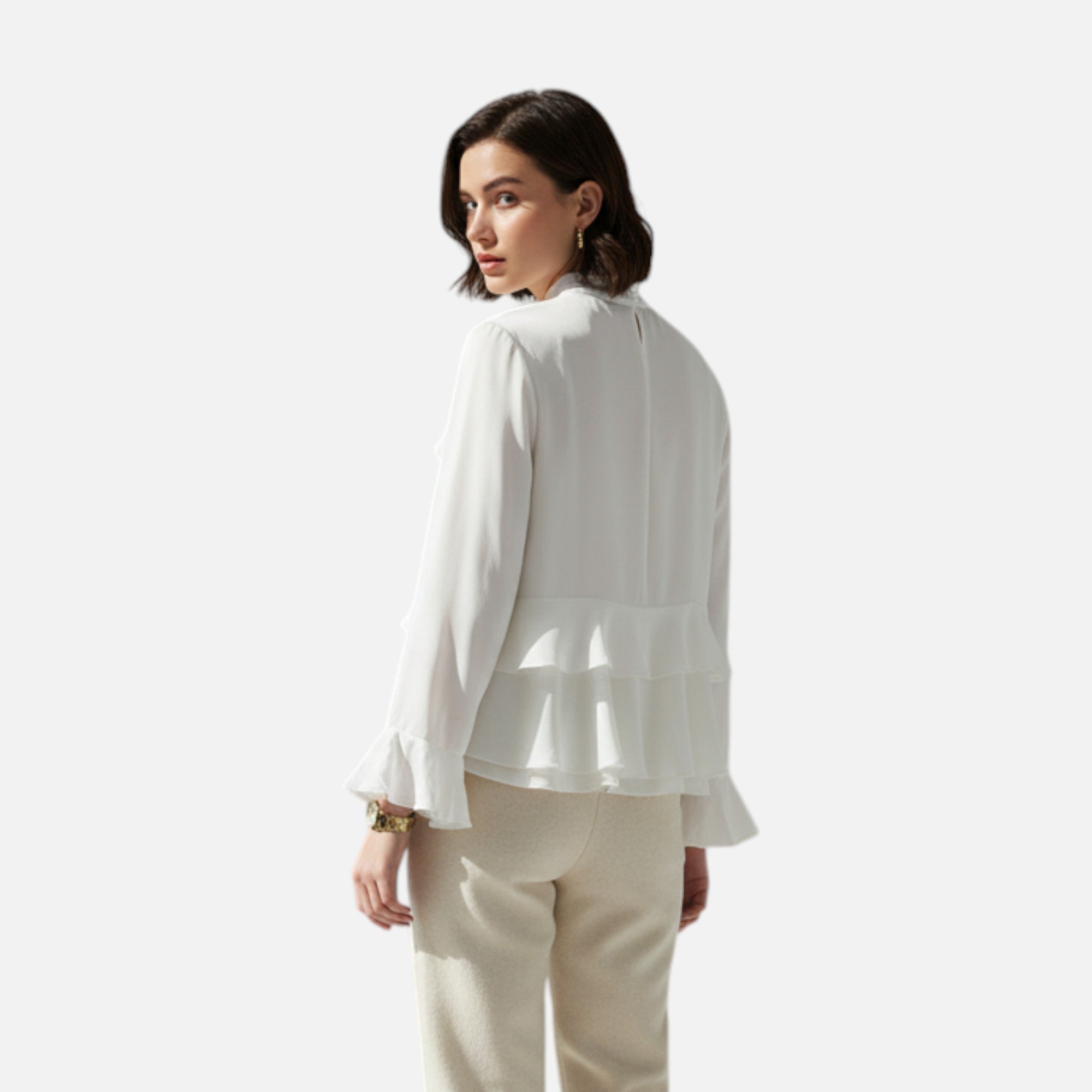 Volarno | Women's Elegant Chiffon Ruffled Blouse