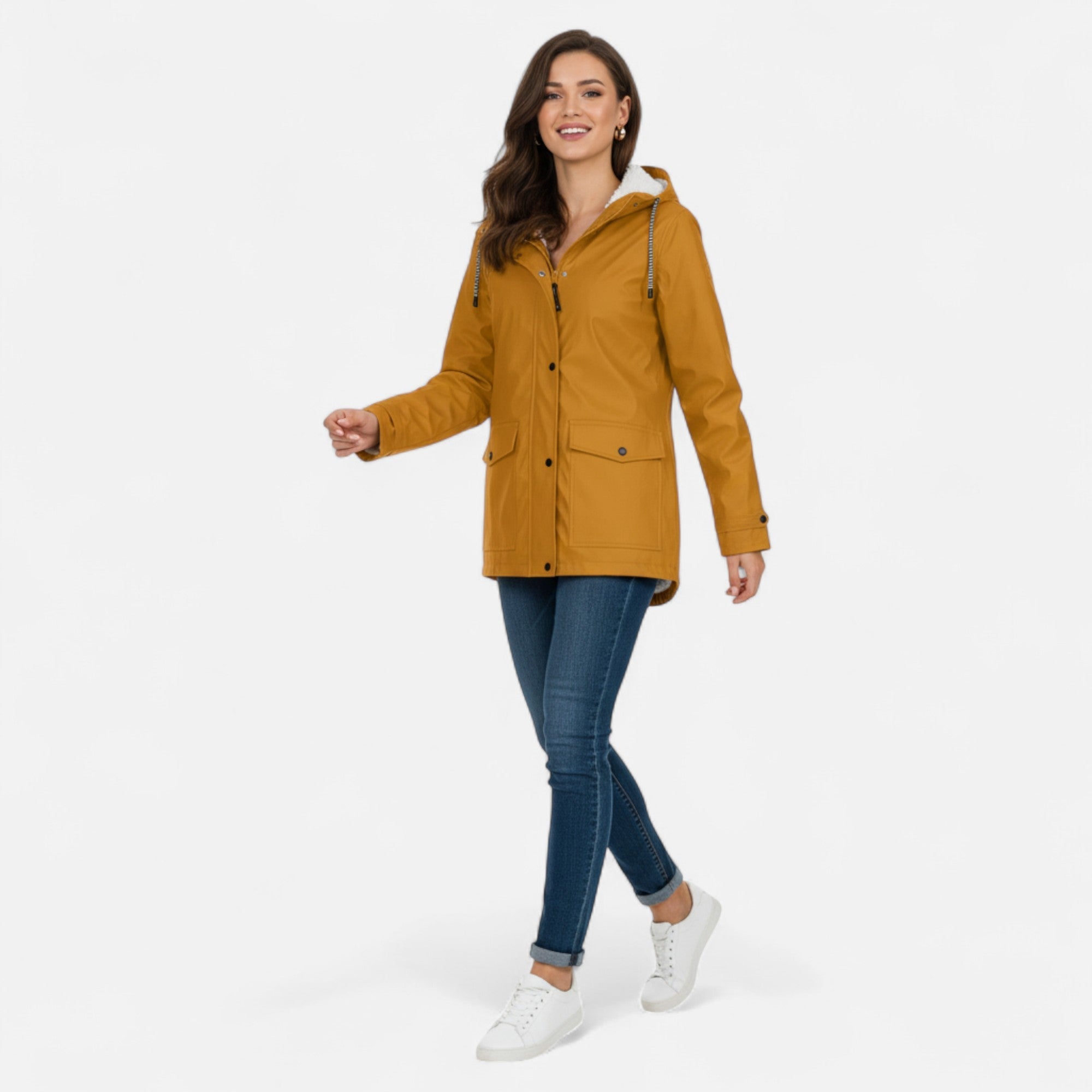 Volarno | Women’s Hooded Ski Coat in Plush Velvet Windproof