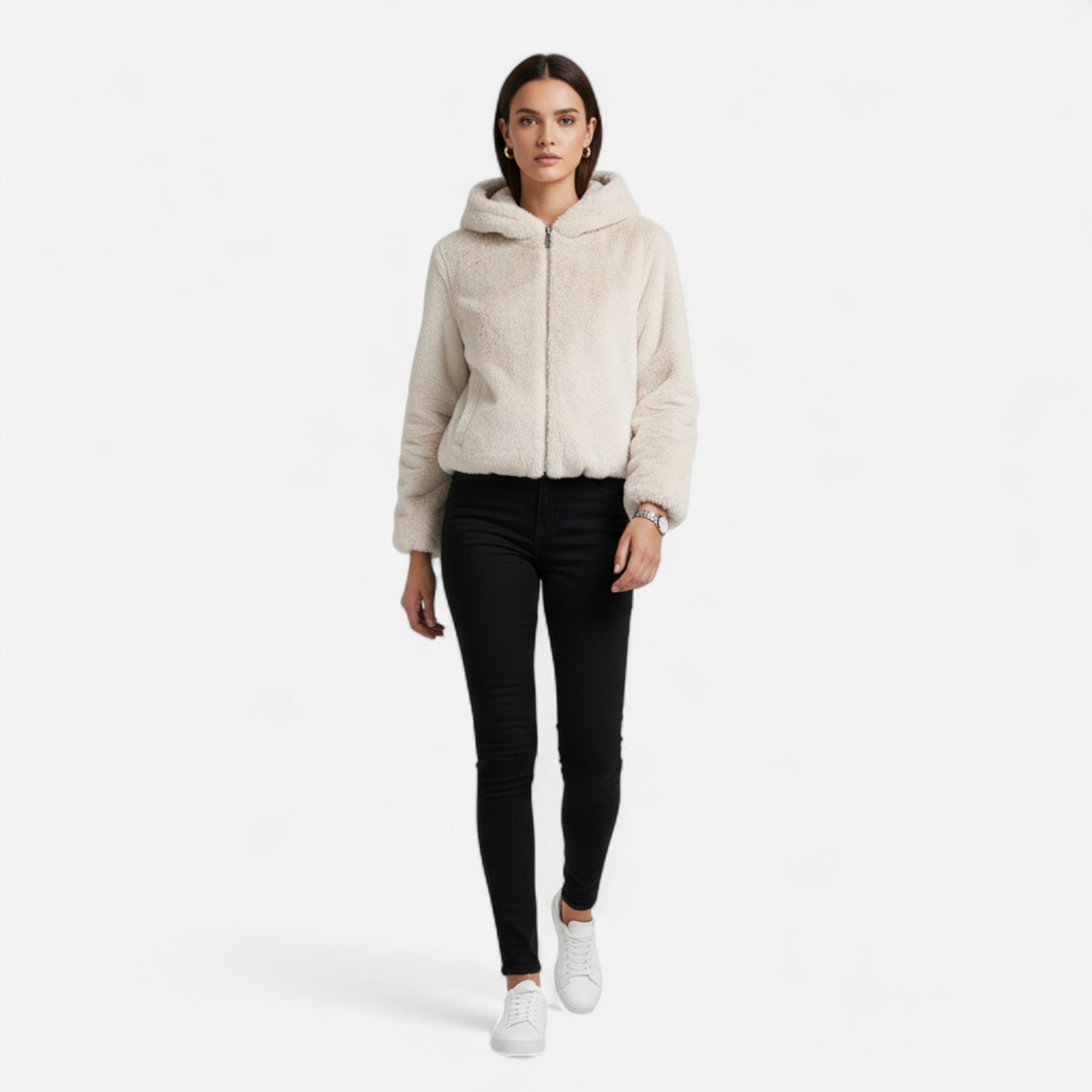Volarno | Women’s Hooded Faux Fur Coat – Winter Luxe Comfort
