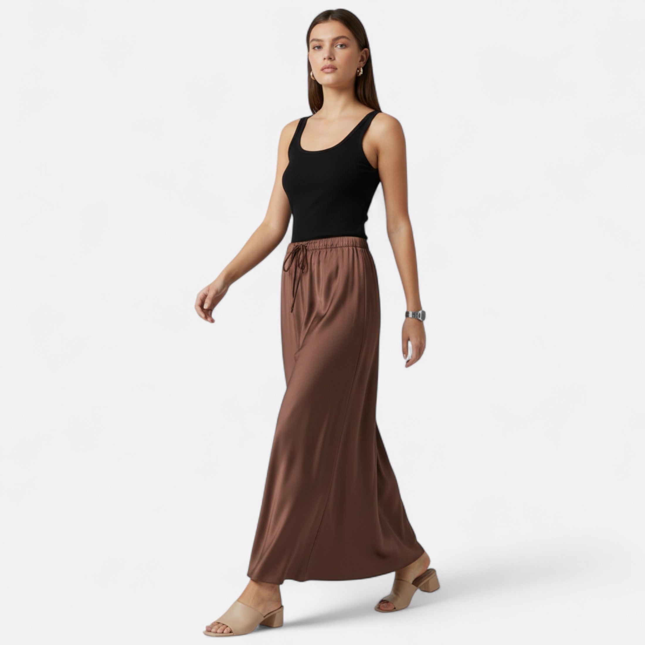 Volarno | Women's Elegant High-Waist Satin Skirt