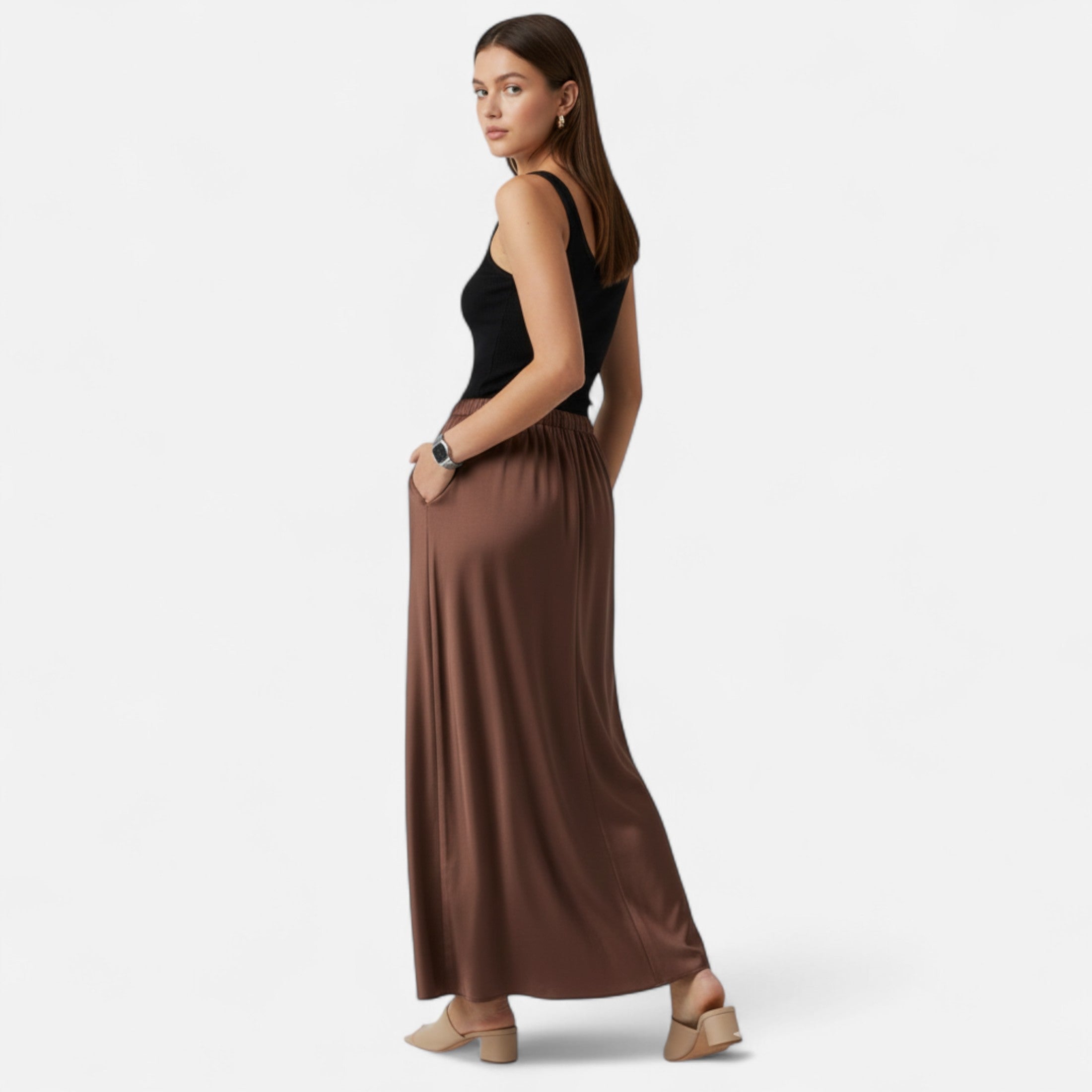 Volarno | Women's Elegant High-Waist Satin Skirt