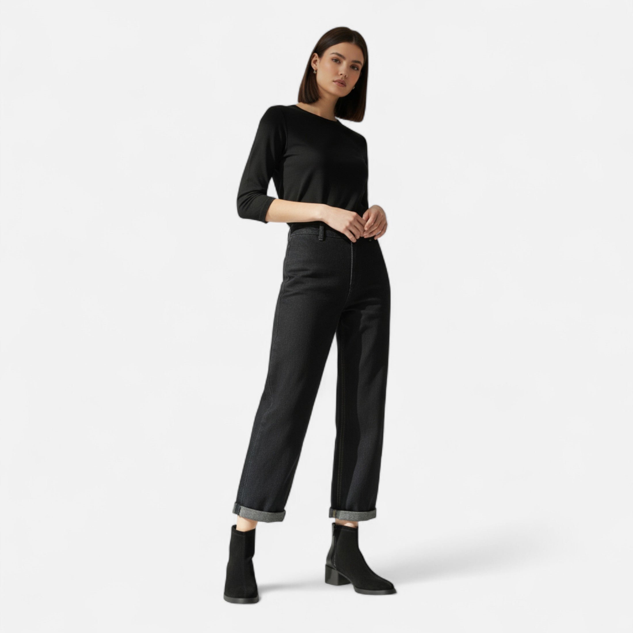 Volarno | Women’s Suede Ankle Boots – Square Toe Mid-Heel