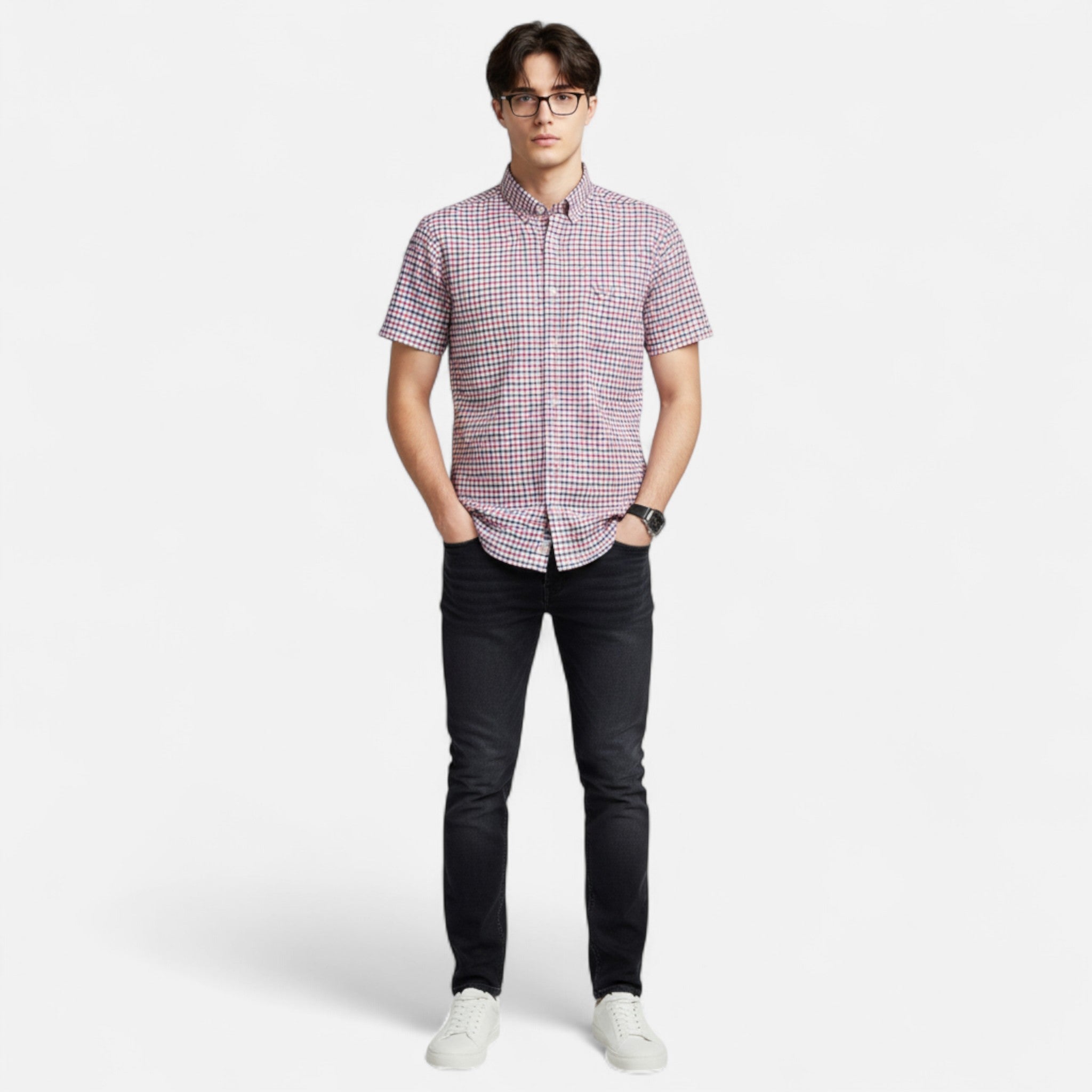 Volarno | Men’s Oxford Cotton Short-Sleeve Shirt