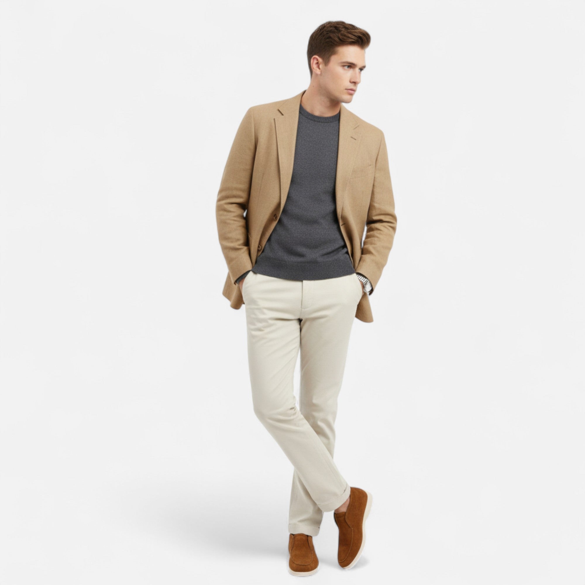 Volarno | Men’s Suede Mule Loafers in Heritage Camel