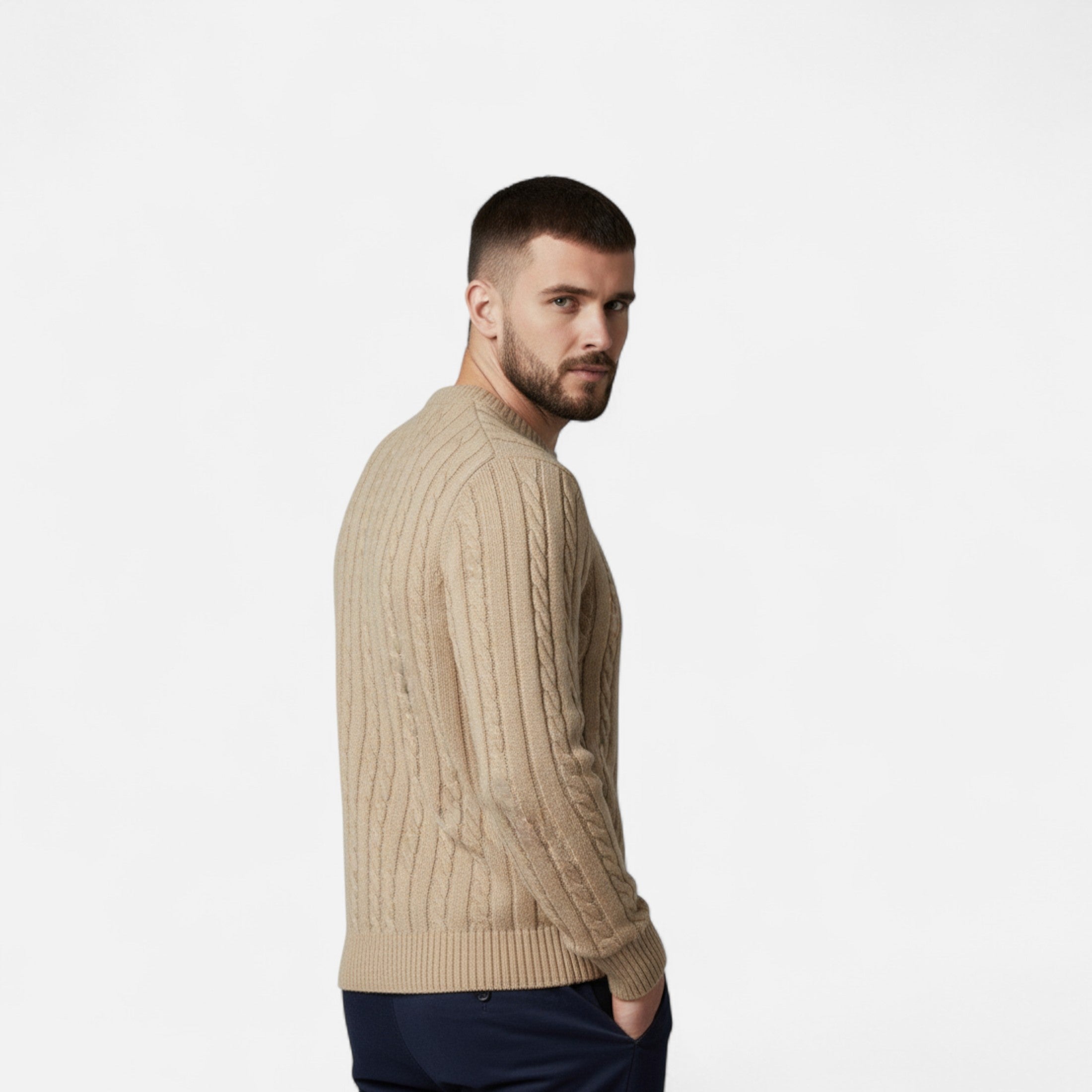 Volarno | Men’s Cotton Blend Sweater – Timeless Round Neck Style